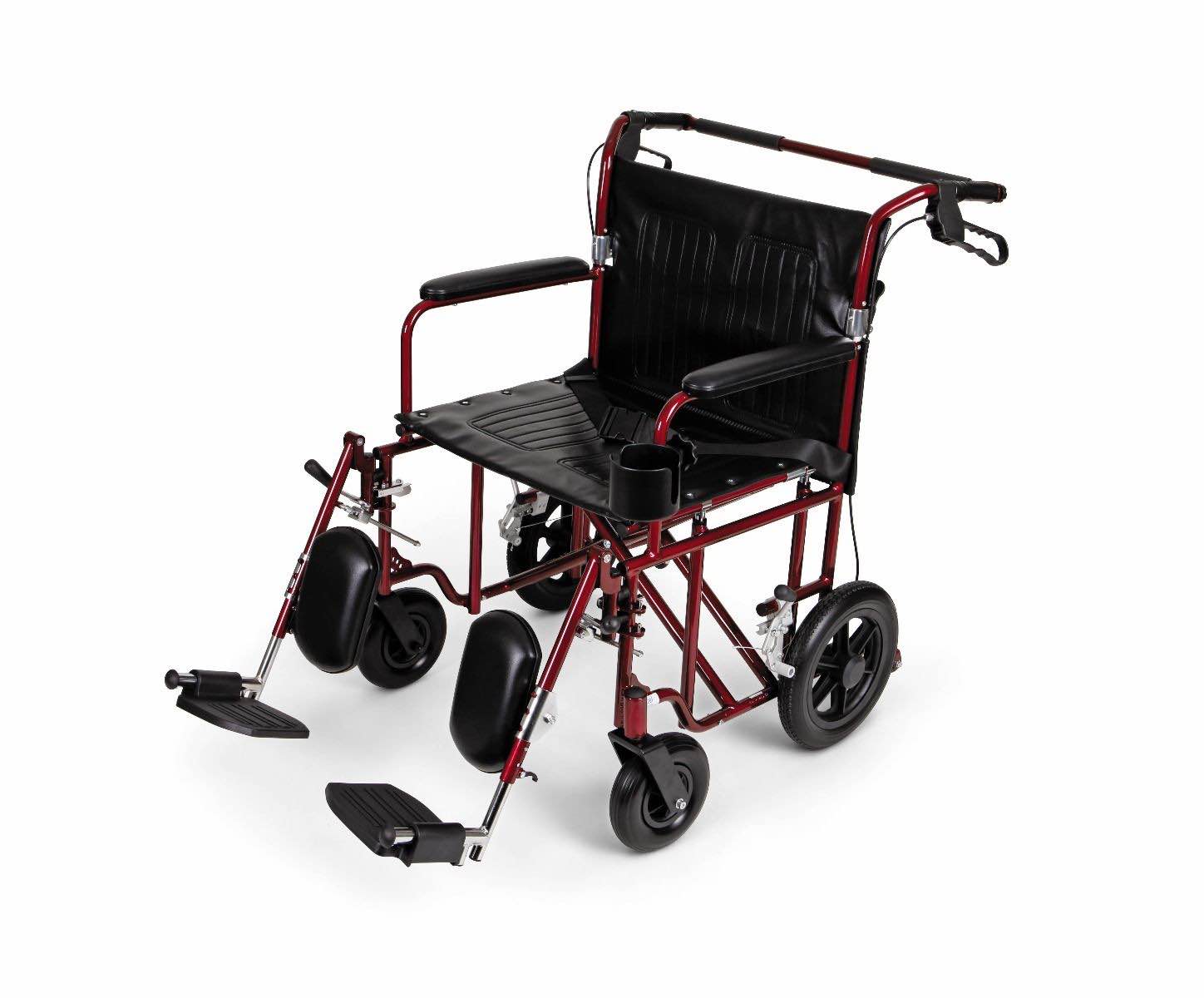 Medline Freedom Plus Lightweight Bariatric Transport Chair 22in Seat 450lbs Red 