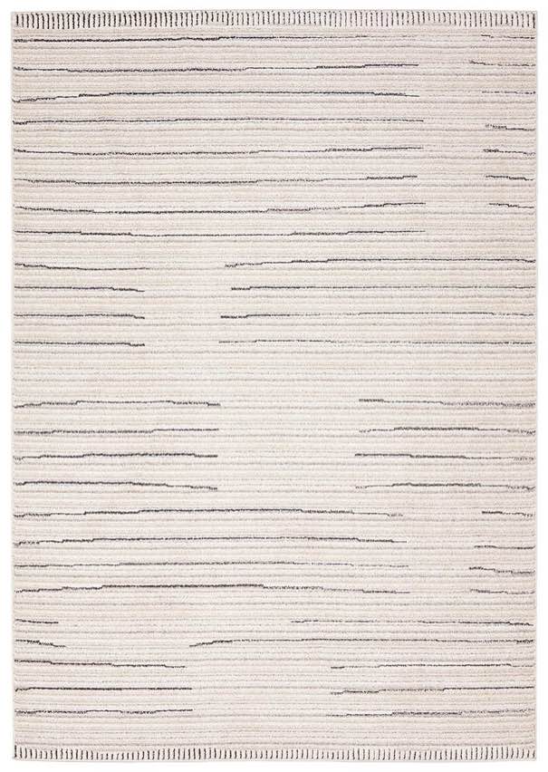 Eva Contemporary Hand Woven Beige Sand and Stone Line Patterned Rug, 9 6  x 13 6. 