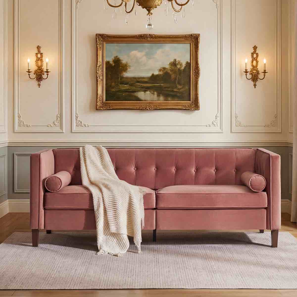 chelsea 77'' w mid century upholstery tufted sofa 30'' h x 77'' w x 32'' d