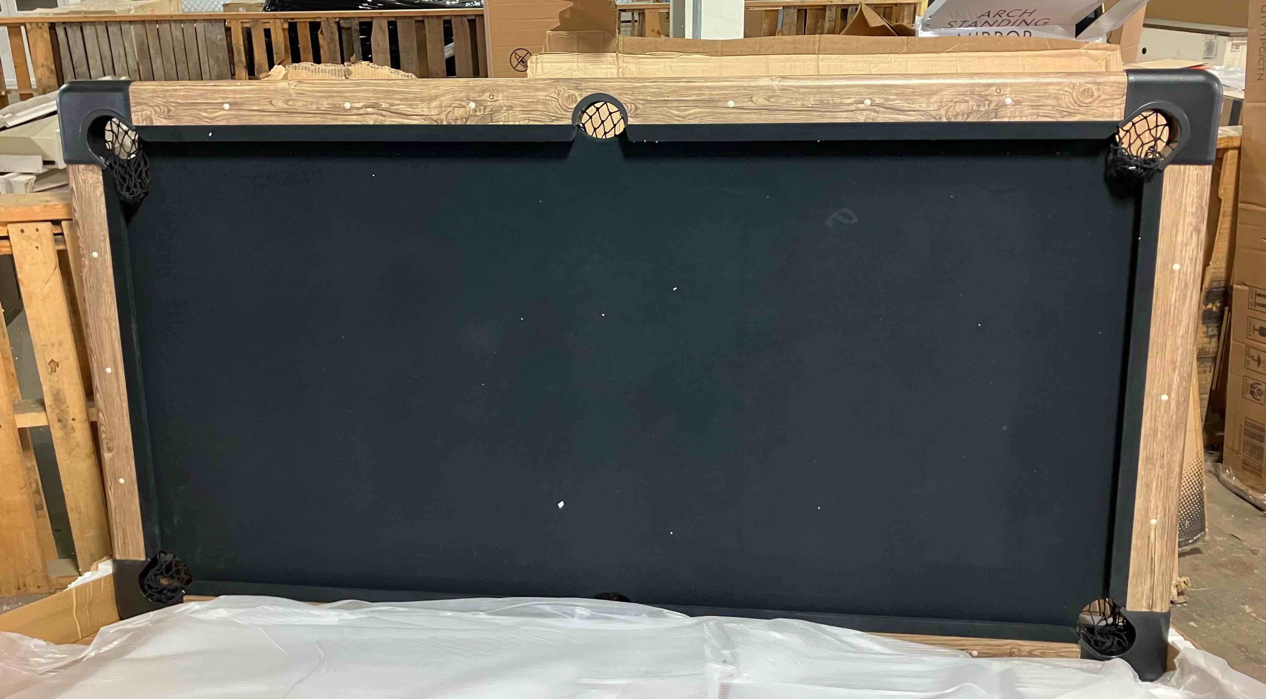 Condition photo showing New/Like New for gosports 8 ft billiards tables - no assembly - portable pool table includes full set of balls, 2 cue sticks, and chalk 8 ft oak