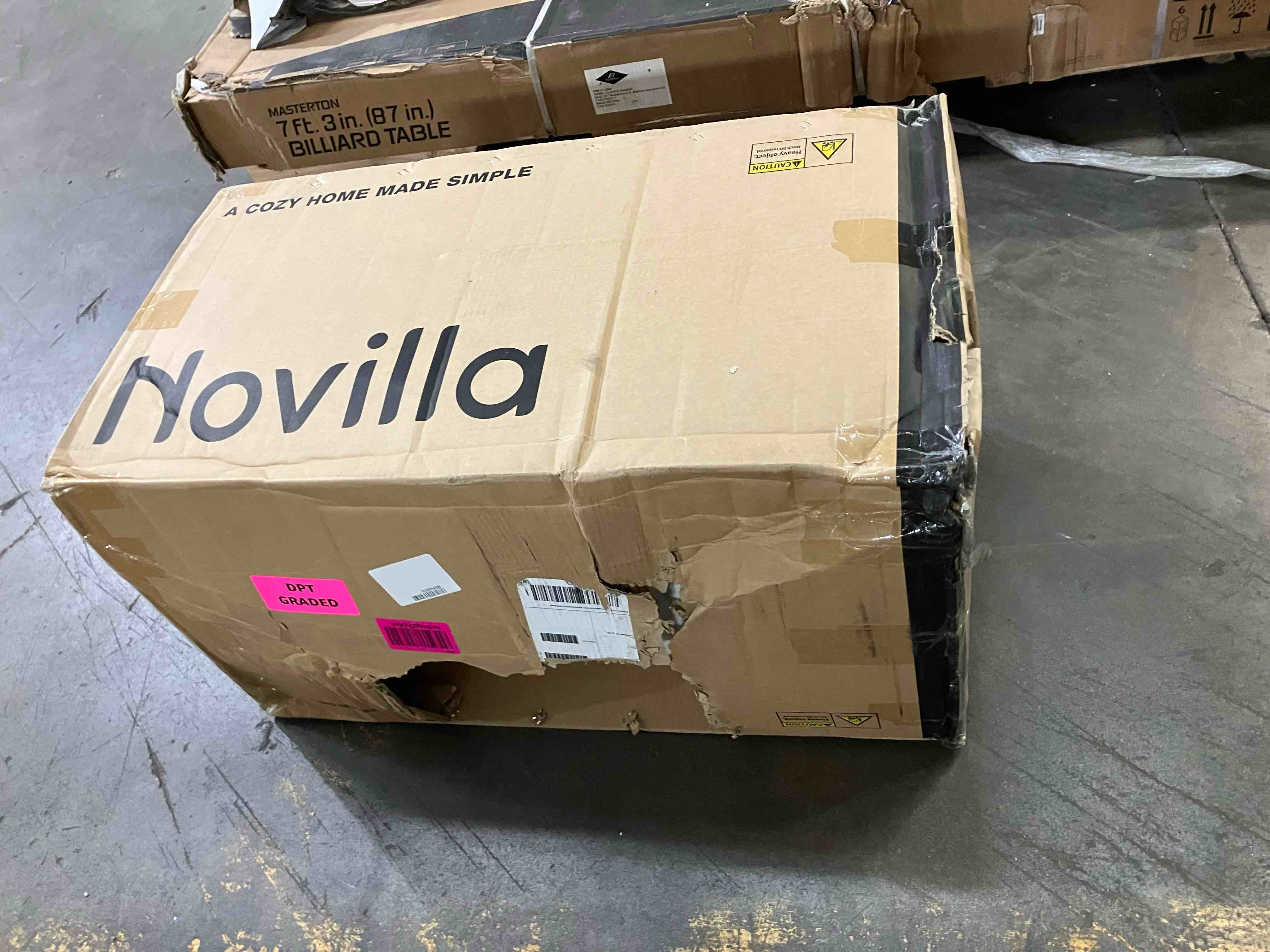 Condition photo showing New/Like New for novilla 14 inch queen size gel memory foam mattress in a box, pressure relieving & plush comfort, bliss, grey