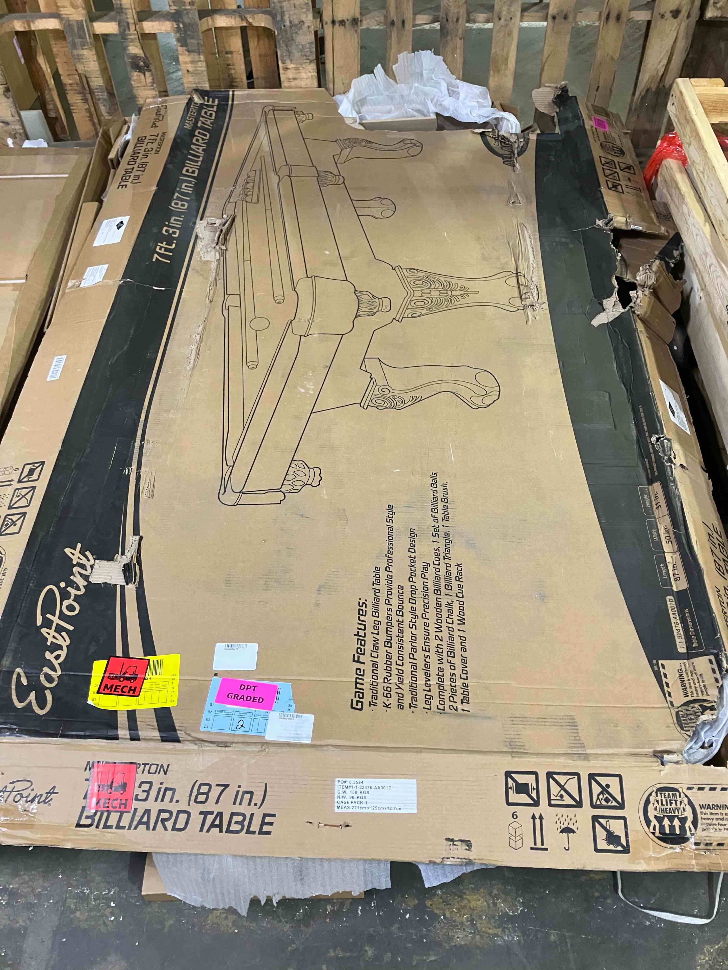 Condition photo showing New/Like New for eastpoint sports masterton 2.0 billiard bar-size pool table 87 inch - perfect for family game room black