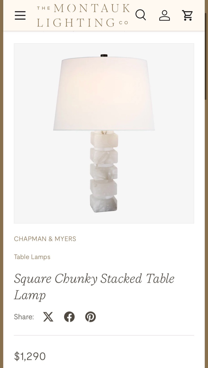 Condition photo showing New/Like New for square chunky stacked table lamp (new in boxes) 31 x 16 x 5