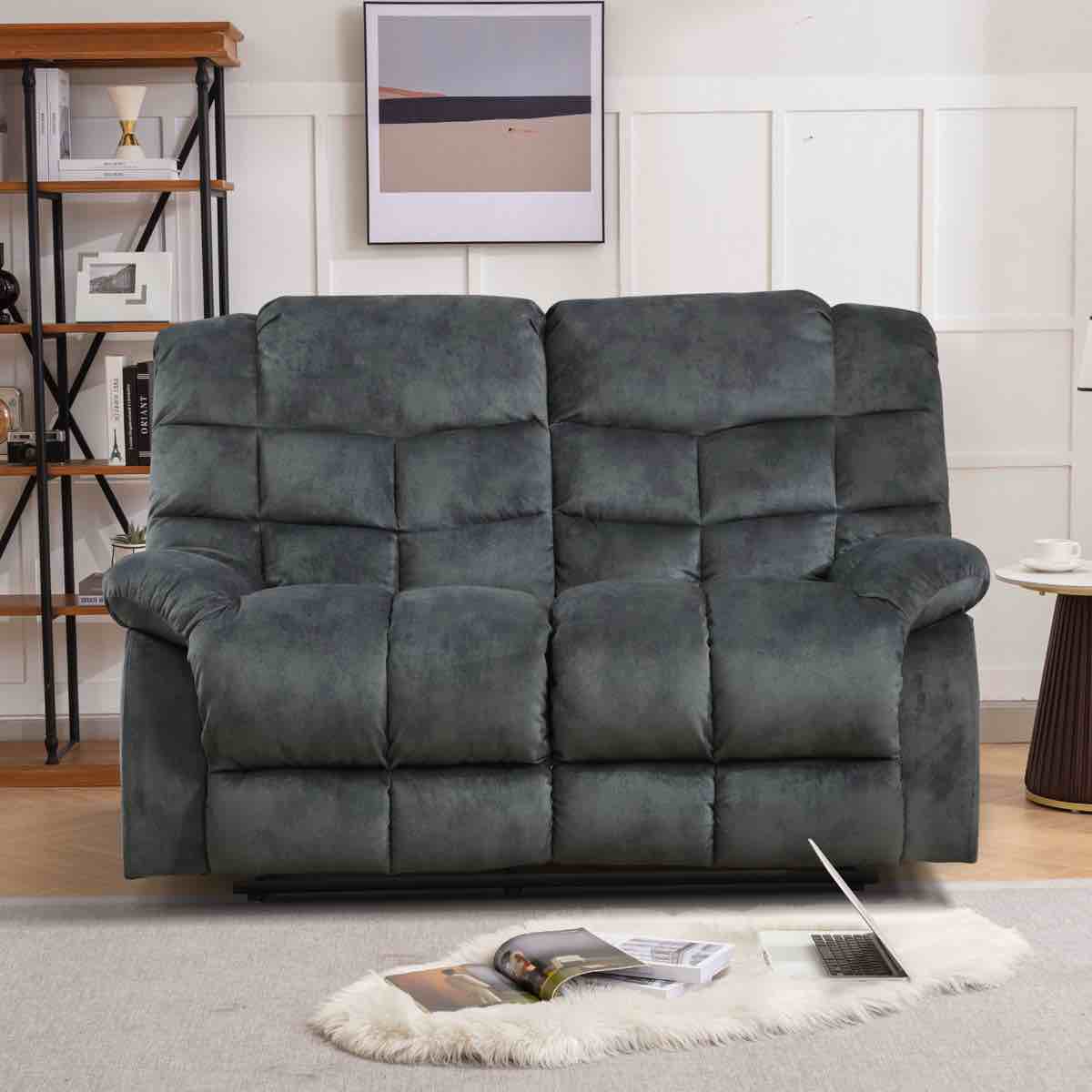 edilmar 61.8 wide modern and super soft manual reclining loveseat sofa 39 h x 61.8 w  x 39.8 d