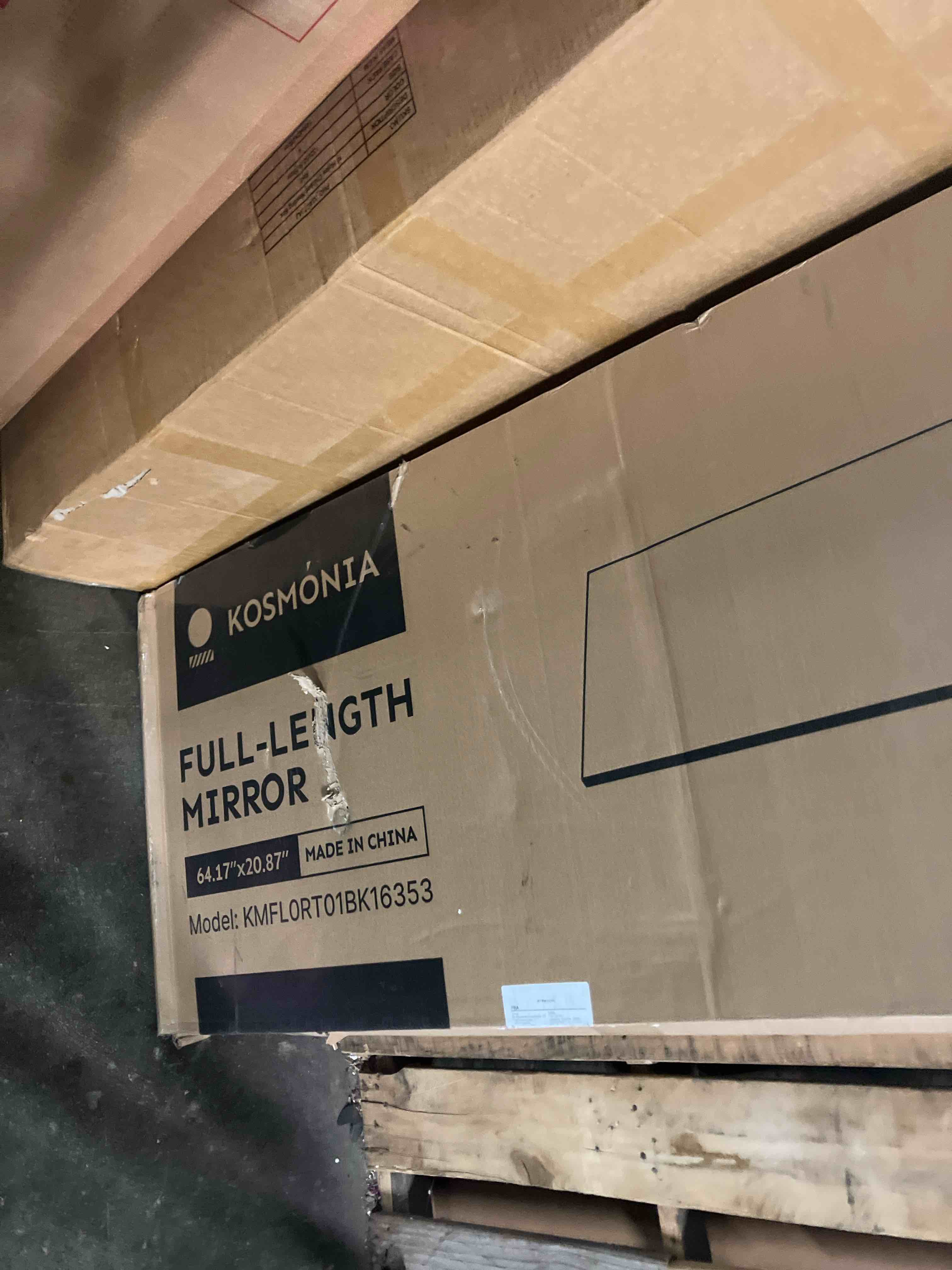 Condition photo showing New/Like New for kosmonia 64x21 frameless full length silver coating mirror w/distortion free, hd reflection &anti desilvering, tempered glass & shatter proof film doubling safety, easy setup w/stand, wall/standing