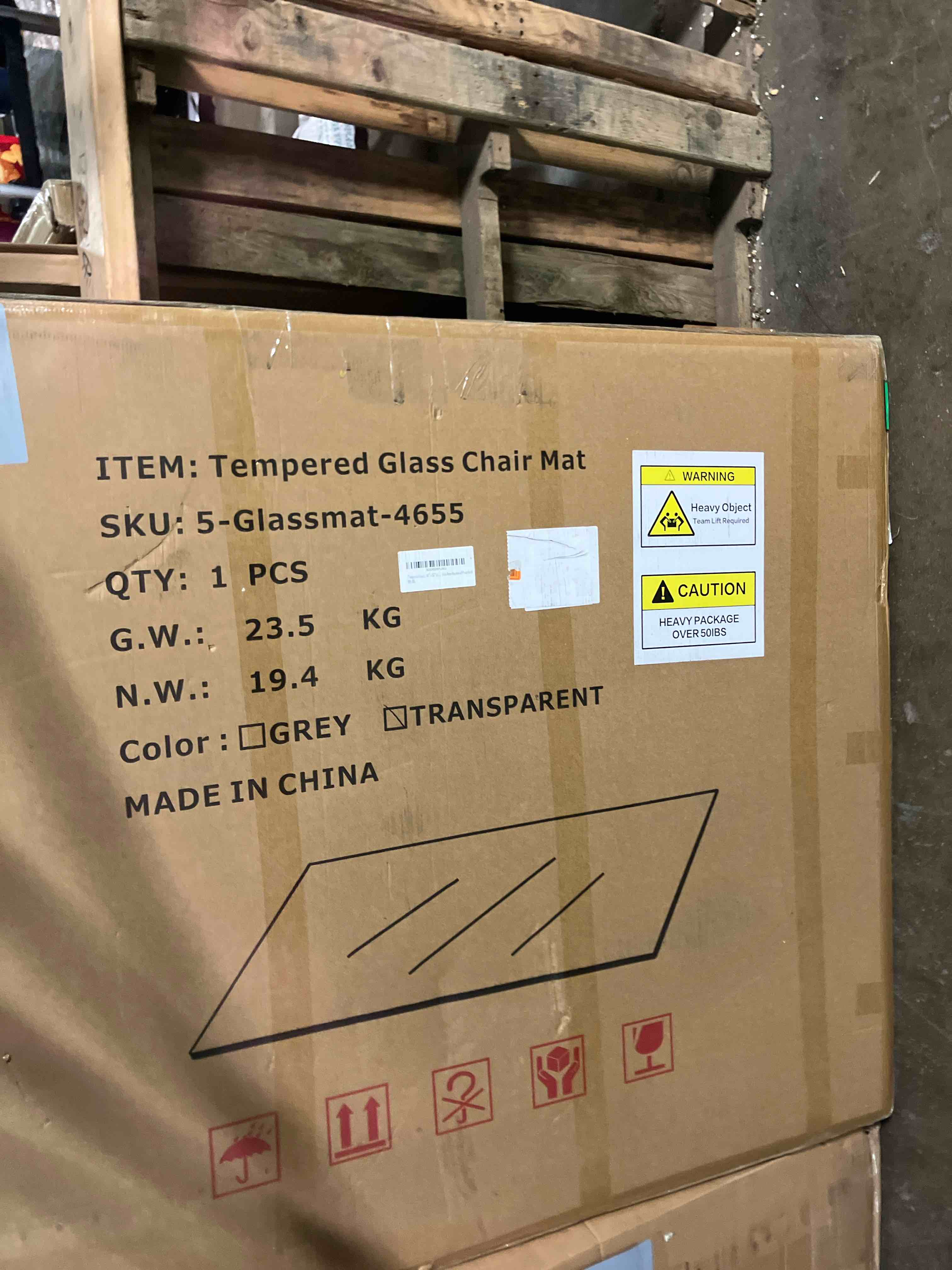 Condition photo showing New/Like New for [Tempered Glass] 46" x 55" Glass Chair Mat, Heavy Duty Hard Floor Mat with Round Corner and Polished Edge, Office Chair Mat for Carpet Office Home Hardwood Floor Desk