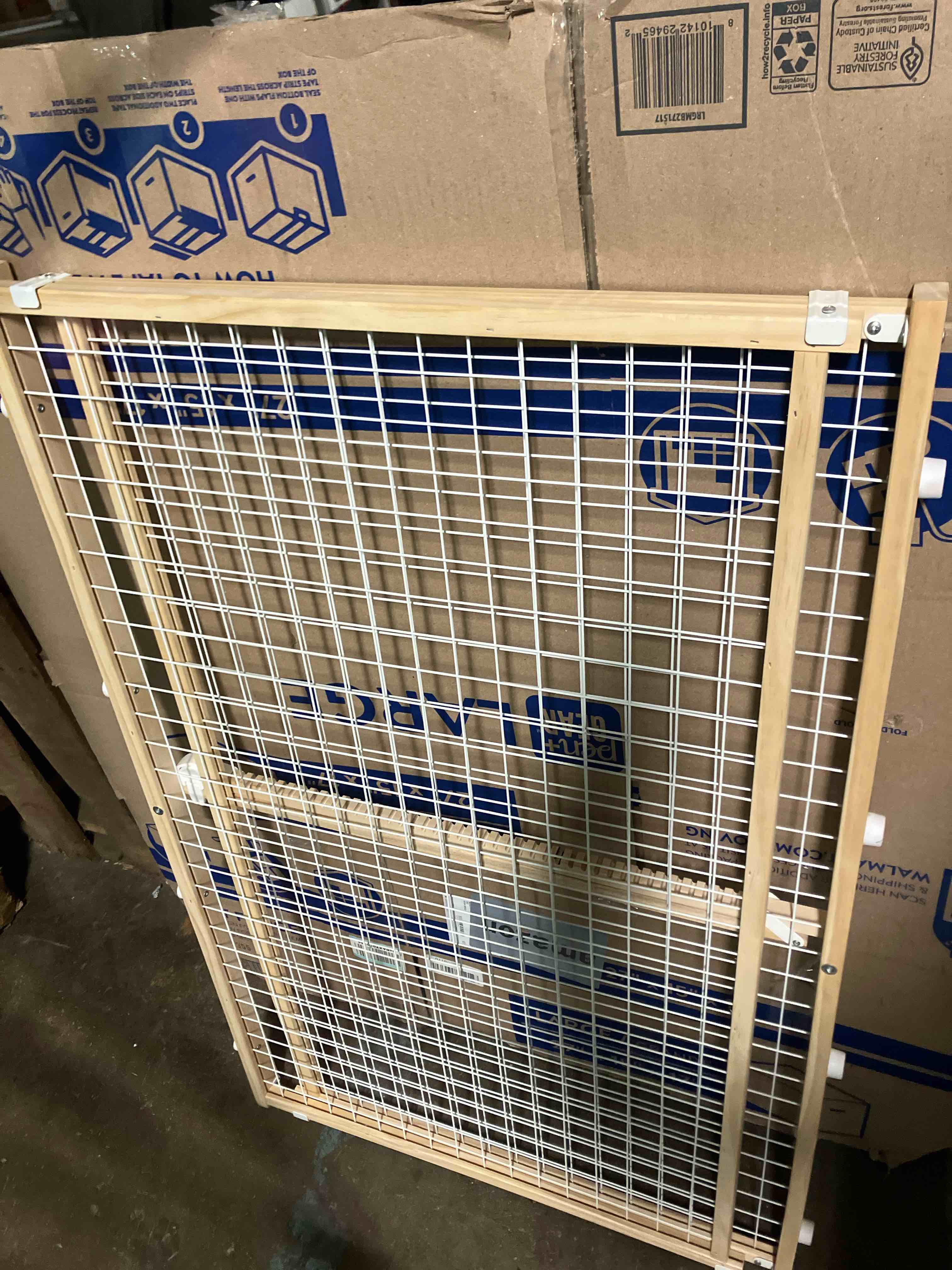 Condition photo showing New/Like New for midwest homes for pets wire mesh pet safety gate, dog gate expands from 29 - 50 inches wide, 44 inches tall, wood, powder coated wire