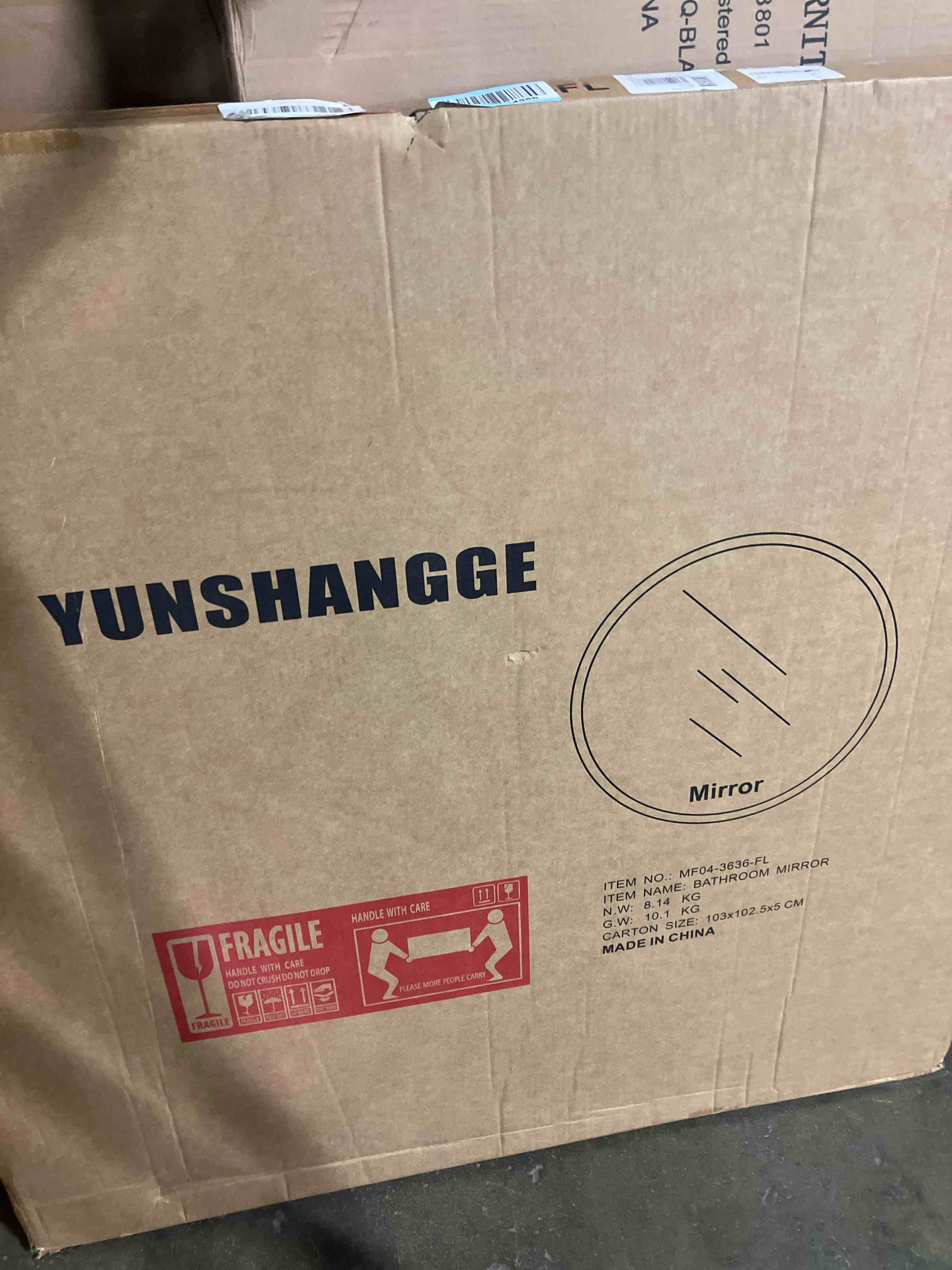 Condition photo showing New/Like New for round bathroom mirror, 36 inch round frameless mirror,frameless bathroom mirror, suitable for bathroom, hall, entry, modern and elegant look (36inch)