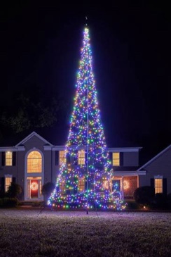 Lingvee Christmas Trees Flagpole Set Include 25 ft Versatile Sectional Flagpole with Mega Topper Lig