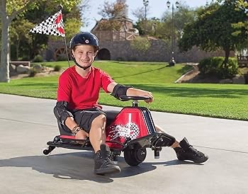 Razor Crazy Cart - 24V Electric Drifting Go Kart - Variable Speed, Up to 12 mph, Drift Bar for Controlled Drifts, 145Lb Capacity, Black/Red