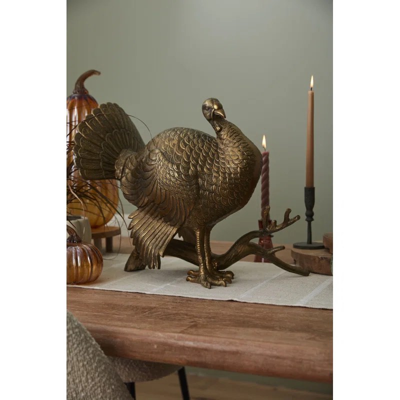Eppler Bronzed Recycled Aluminum Metal Turkey. 21.25" L x 12" W x 16" H