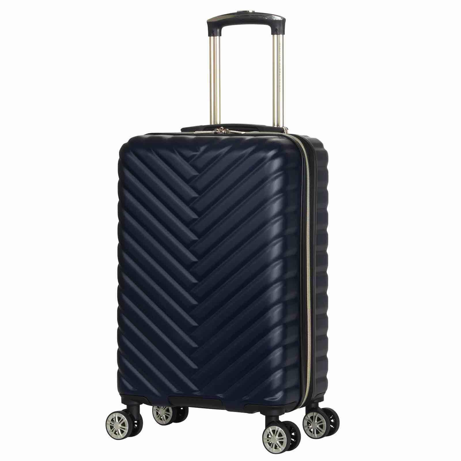 Black Kenneth Cole Reaction Madison Square 20” hardside spinner luggage, 22”H x 14”L x 9”-11”D