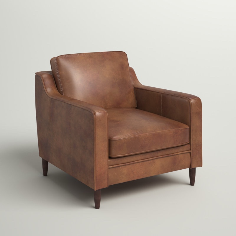 ashtabula genuine leather square arm accent chair