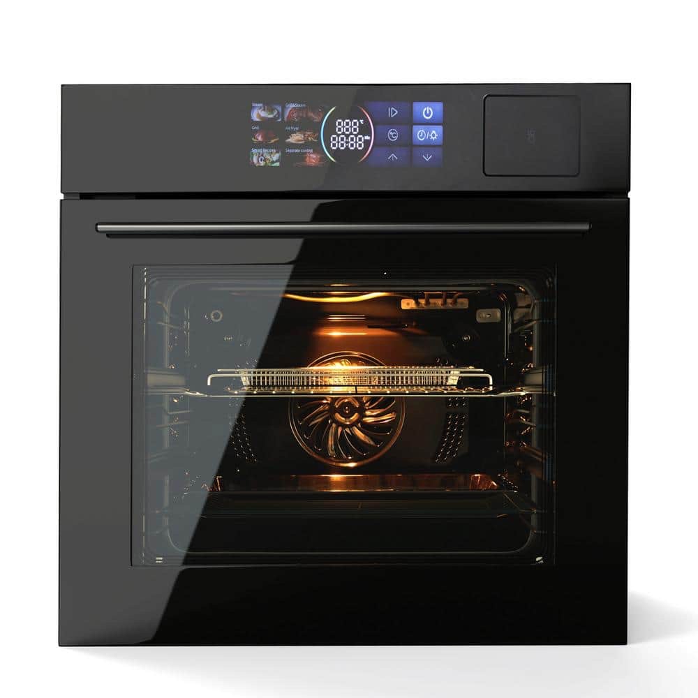 24 in. 2.5 Cu. Ft. 240 Volt 3000 Watt Built-in Smart Single Electric Wall Oven with Rack, 4 Modes of Cooking, Product Depth (in.) 22.17 in Product Height (in.) 23.43 in Product Width (in.) 23.43 in