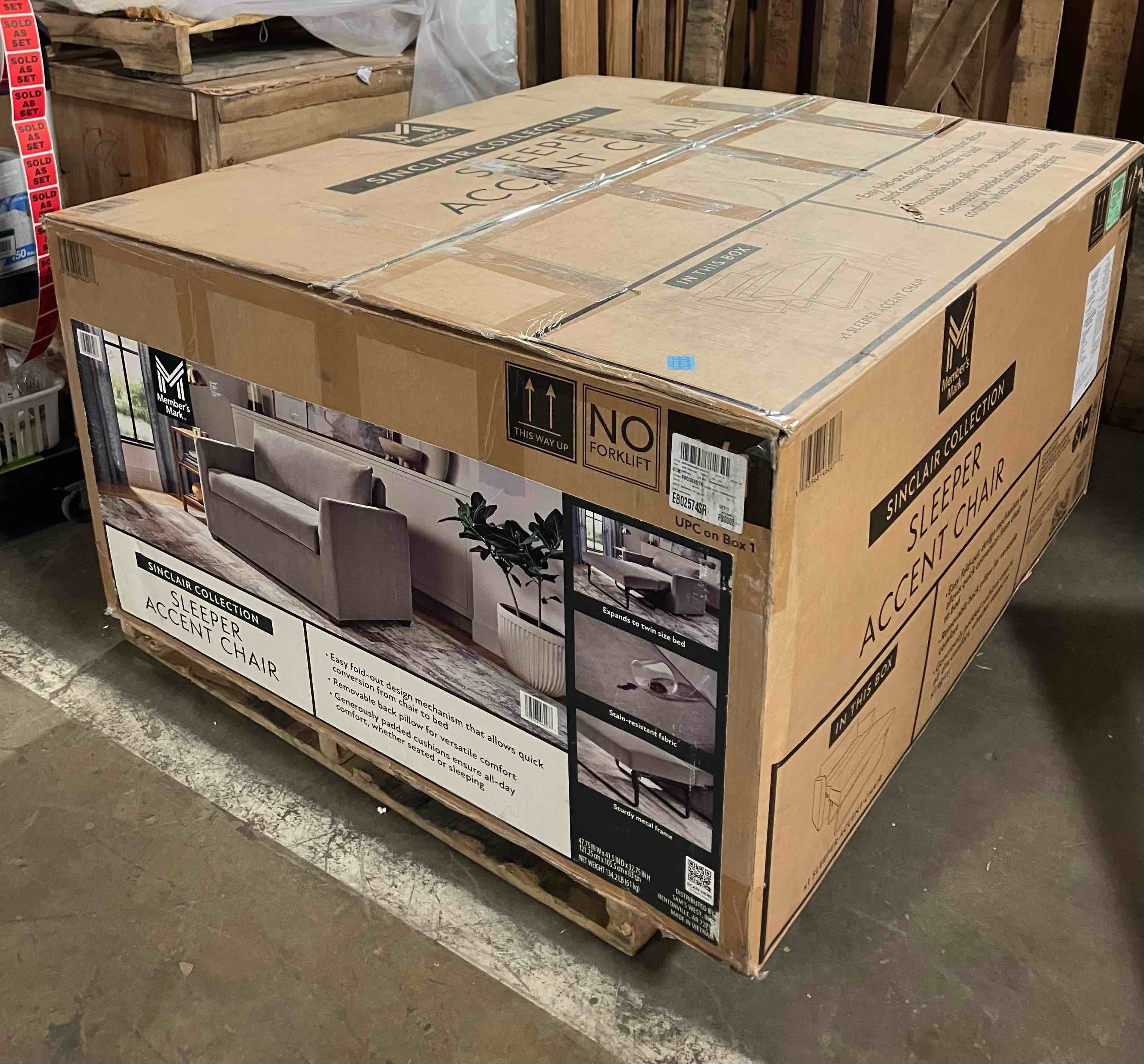 Condition photo showing New/Like New for Member's Mark 39” Sinclair Twin Sleeper Accent Chair in Gray