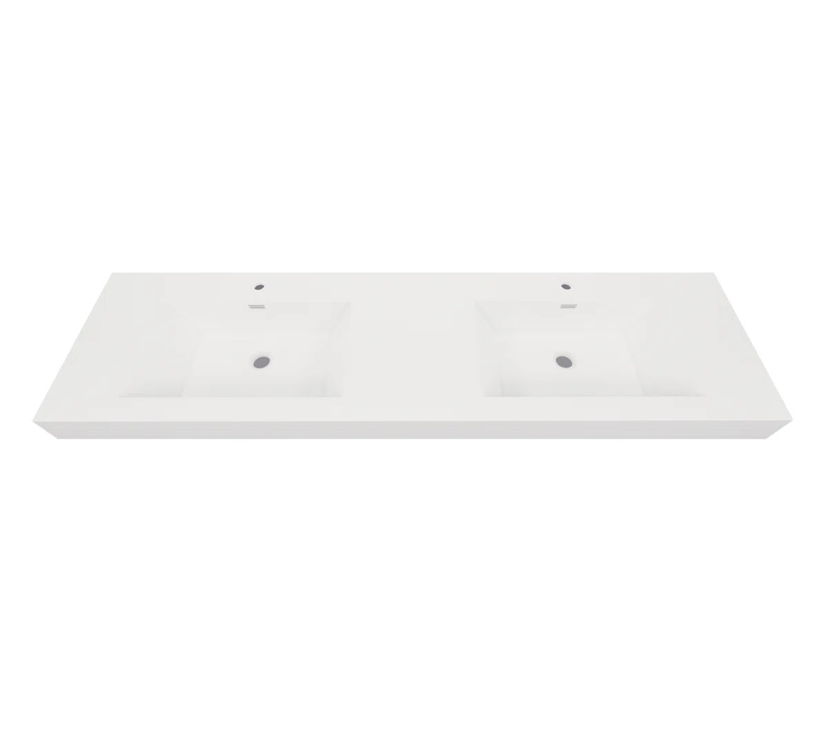 Better Vanity High Gloss White Acrylic Rectangular Double Bathroom Sink Top with Overflow, 84” Long. 84” L x 2” T x 20” D 