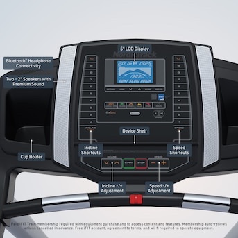 Condition photo showing Good Condition for NordicTrack - T 6.5 S; Treadmill for Running and Walking with 5” Display and SpaceSaver Design - Black. Bottom left base rail cracked, can be repaired through a professional, screen in brand new condition and all accessories included.