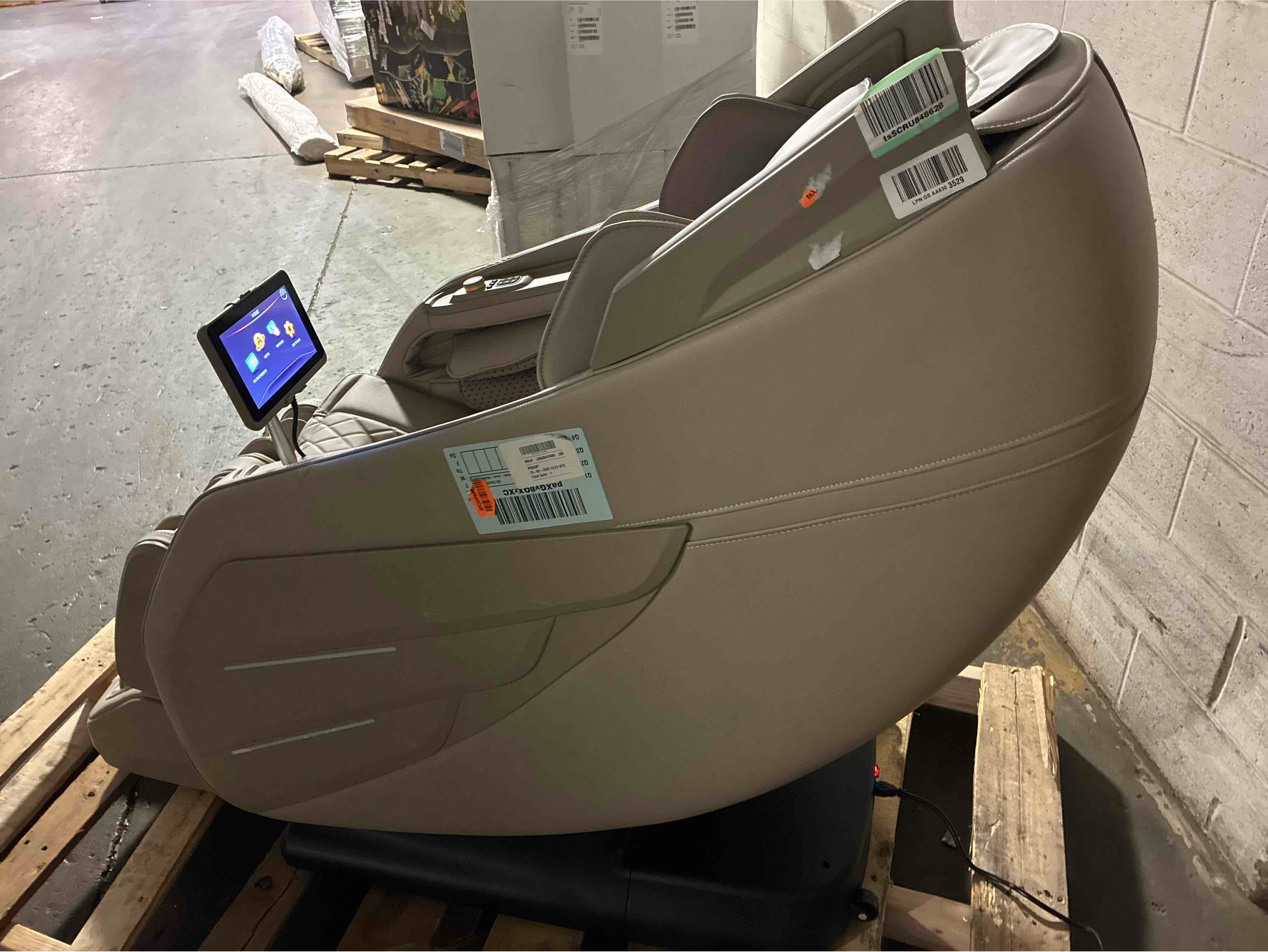 Condition photo showing As Is for Osaki Taupe Premium Fabric 3D Champ 2 Massage Chair. Motor needs replaced, turns on but needs internal repair.