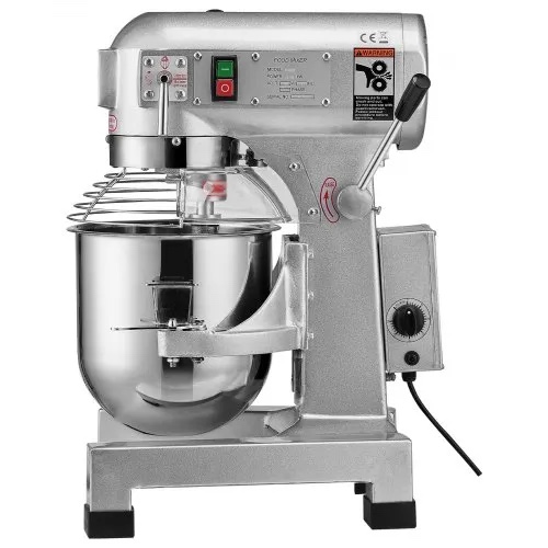 VEVOR Commercial Food Mixer 10Qt, with 3 Adjustable Speeds, 550W Dough Mixer, Stainless Steel Bowl, and 3 Kinds of Mixer Hands. All accessories included, Needs internal repair, timer functions but blender does not turn on. 
