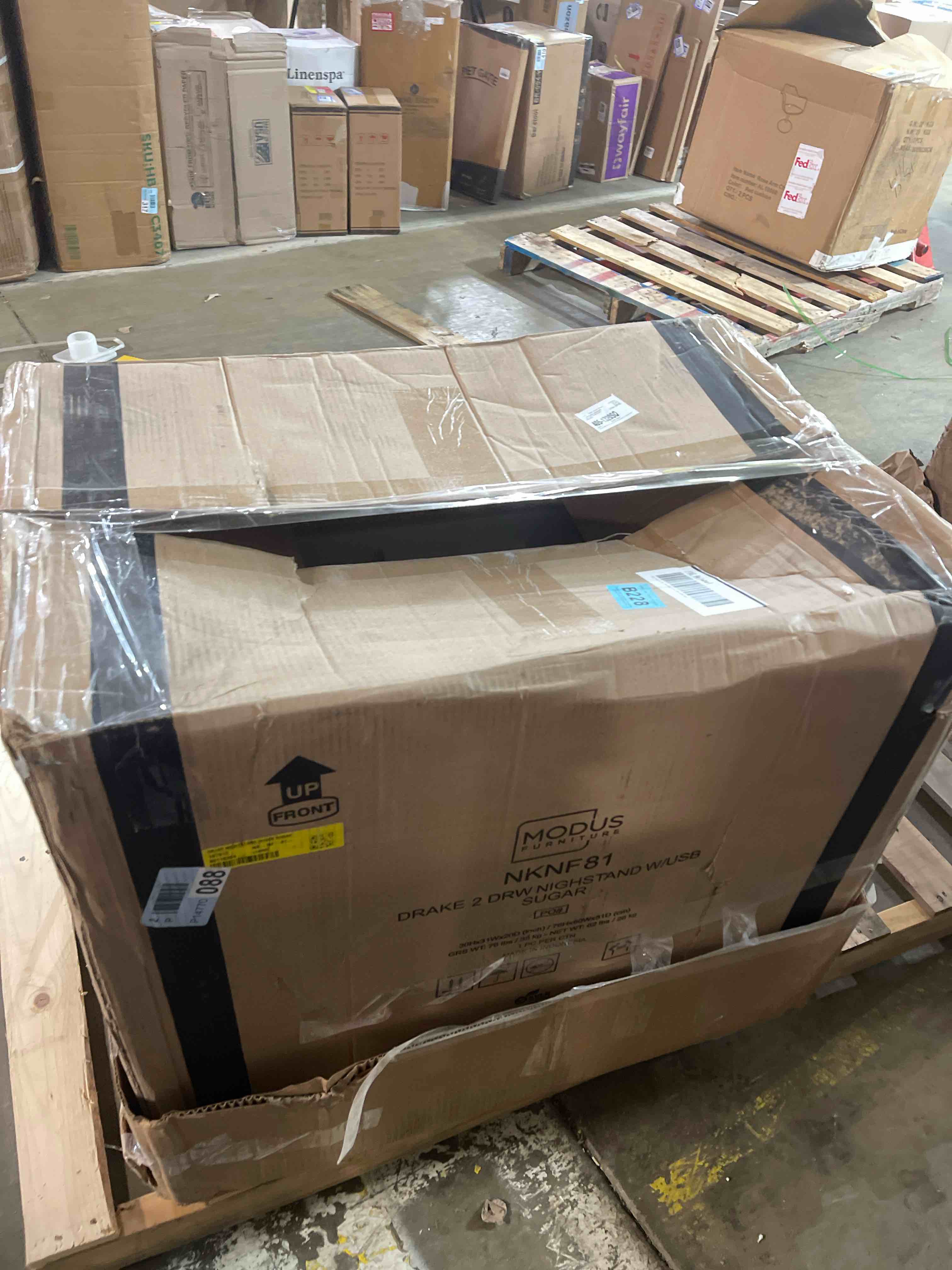 Condition photo showing New/Like New for Drake Two Drawer USB-Charging Nightstand in Sugar