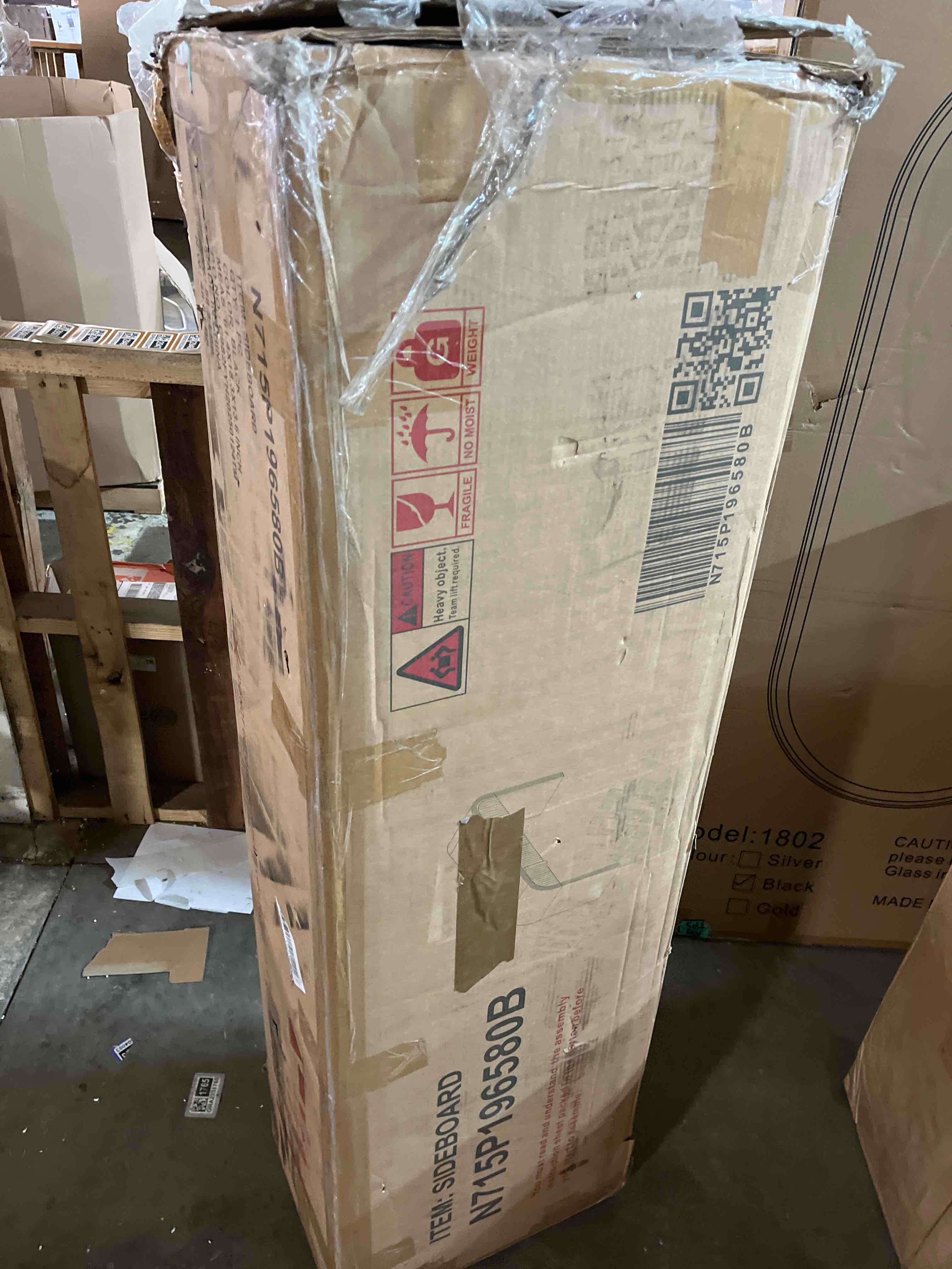 Condition photo showing New/Like New for Harper & Bright Designs Unique Modern Rounded Silhouette and Smooth Surface Console Table with 2 Drawers for Living Room and Entryway(Black)