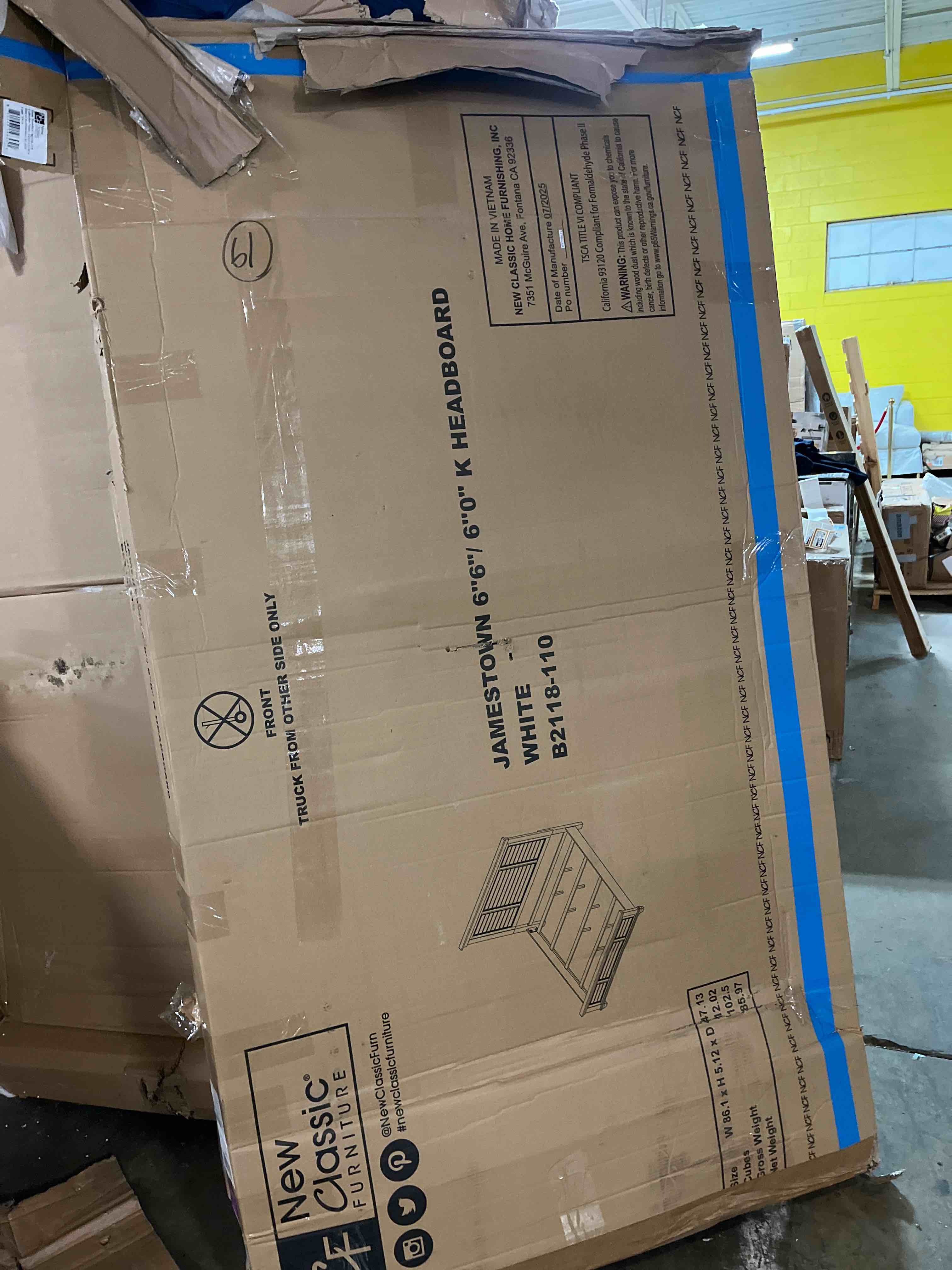 Condition photo showing As Is for Tamarack Wood Panel Bed in white. (Headboard Only)