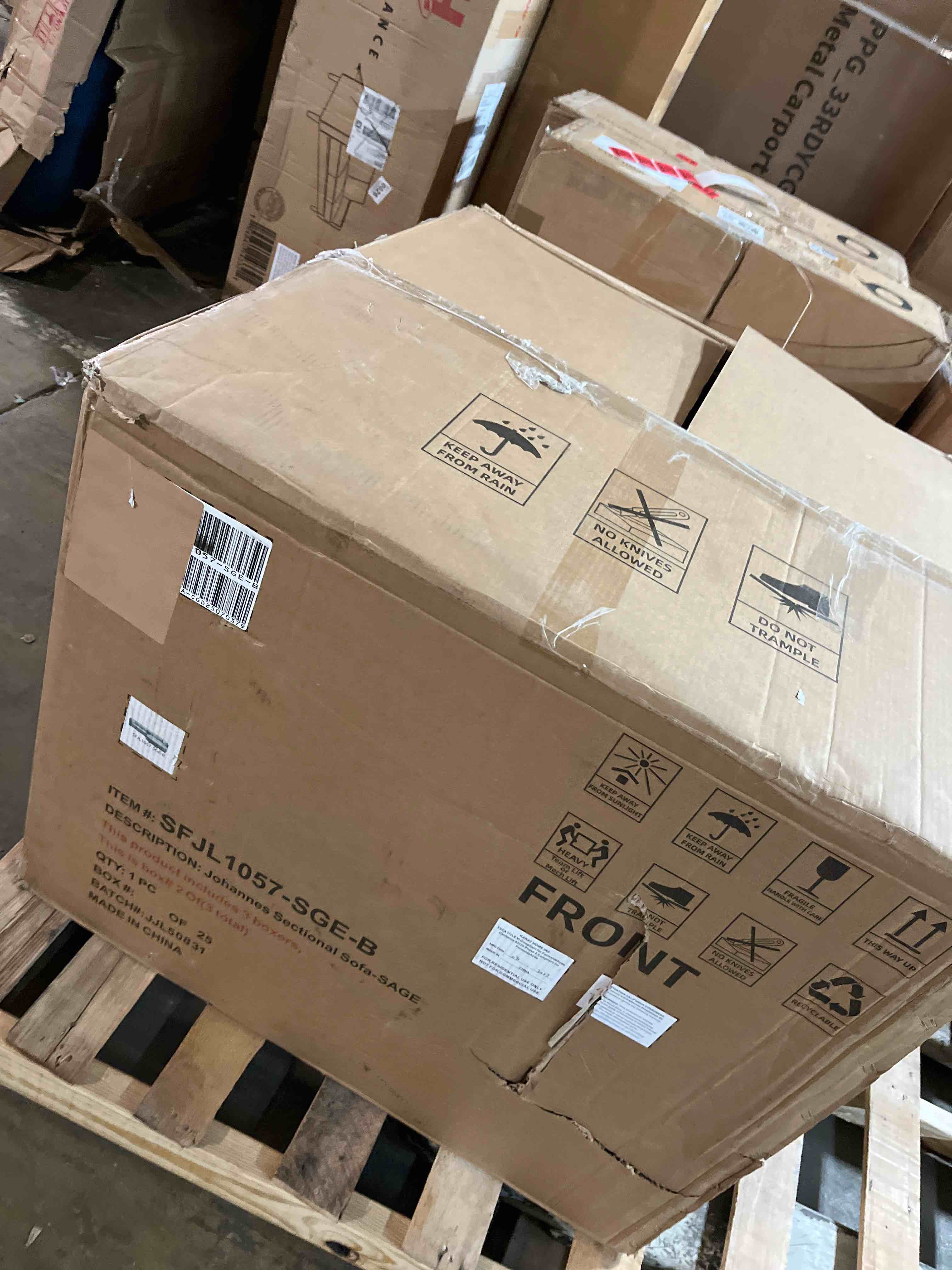 Condition photo showing As Is for Johannes Sectional Sofa-SAGE(Box 3 of 4)