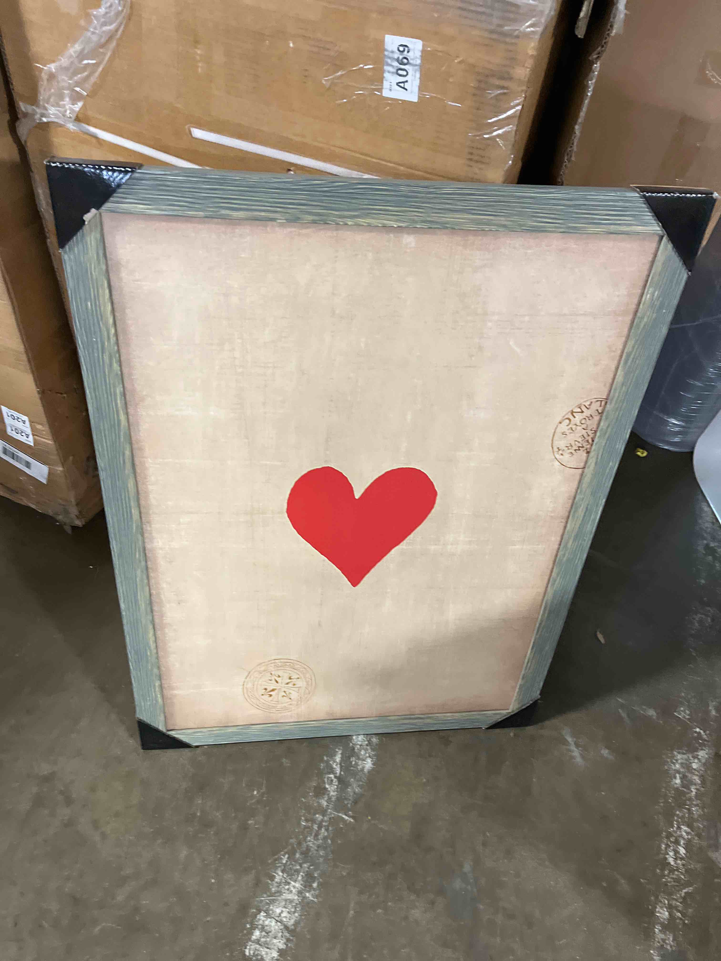 Condition photo showing New/Like New for Art.com Wall Art Print Heart on Black Frame by Vision Studio, 32" x 40"(Grey frame)