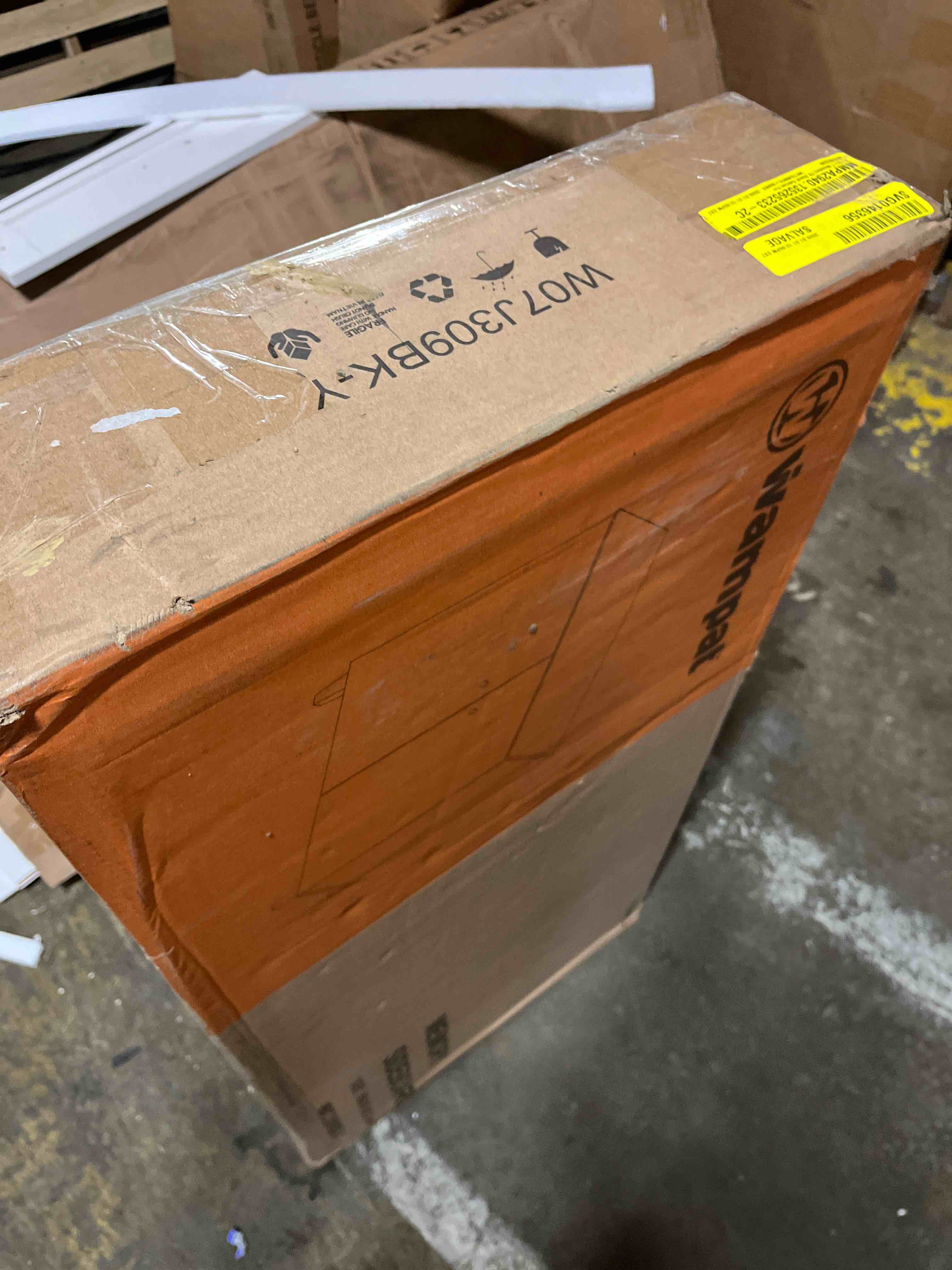 Condition photo showing New/Like New for WAMPAT Buffet Cabinet Sideboards, 35.4" Wood Credenza Console Table with 2 Doors, Kitchen Storage Cabinet with 3 Compartments & Solid Wood Legs for Living Room, Hallway, Beige Linen