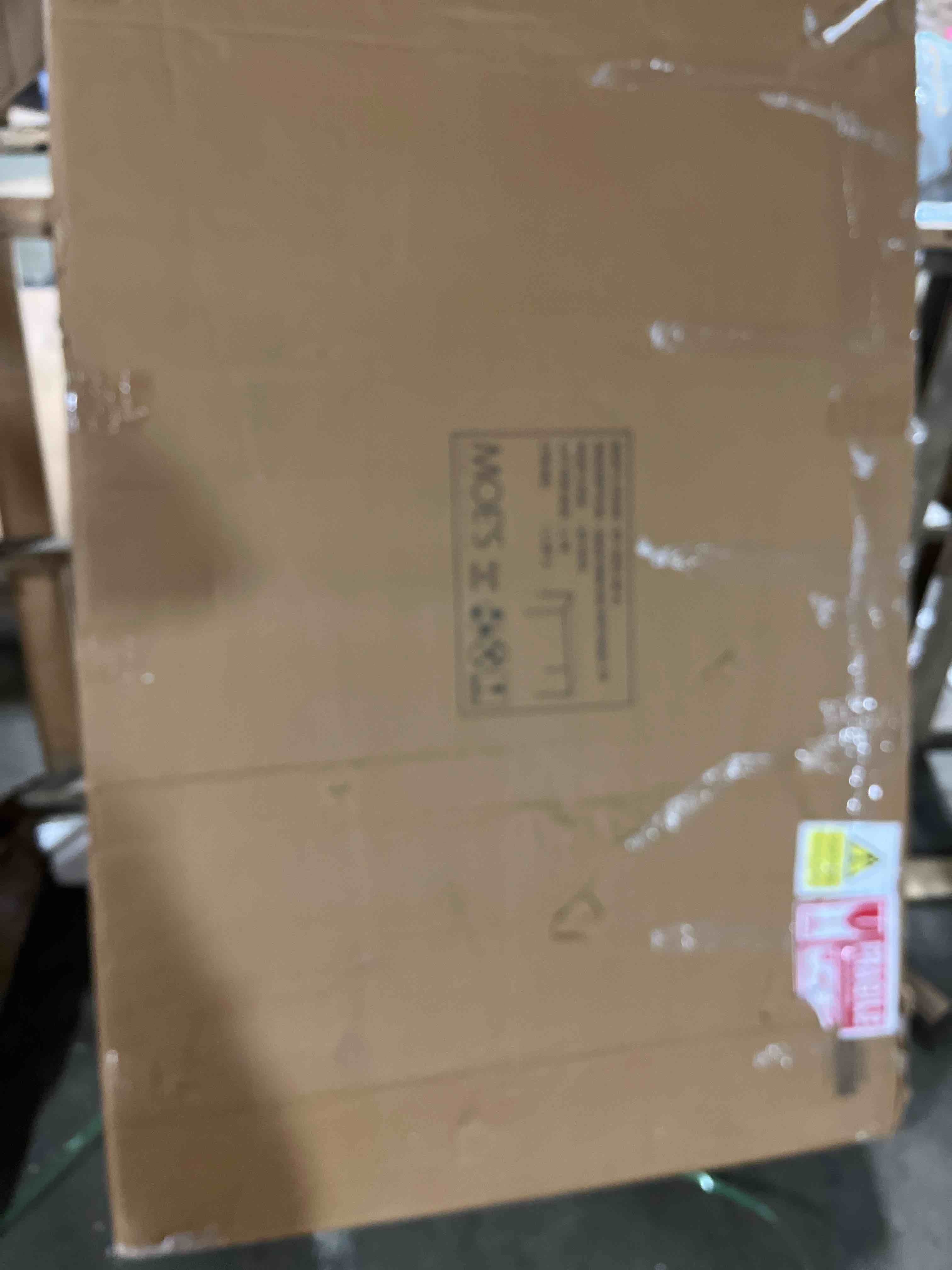 Condition photo showing As Is for Roundhill Furniture Noyes Metal Dining Table with Laminated Faux Marble Top, Off-White(Incomplete box 1 of 2)