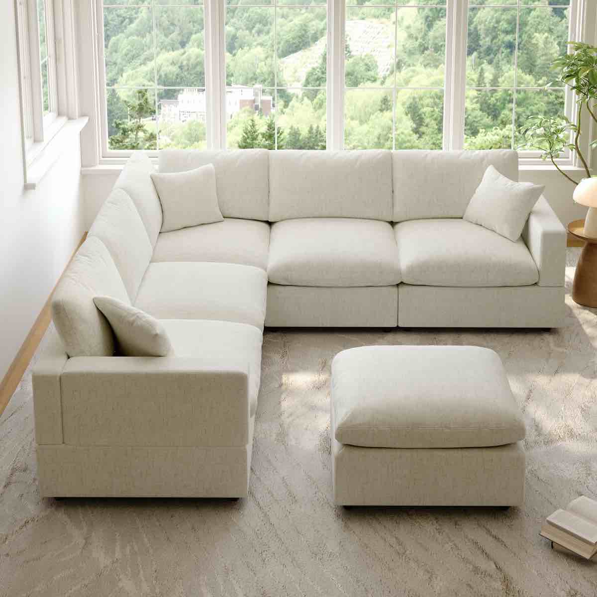 cloud couch modular sectional sofa, deep seat convertible modular couches for living room, modern comfy down filled soft cloud sectional sofa(cushions only)