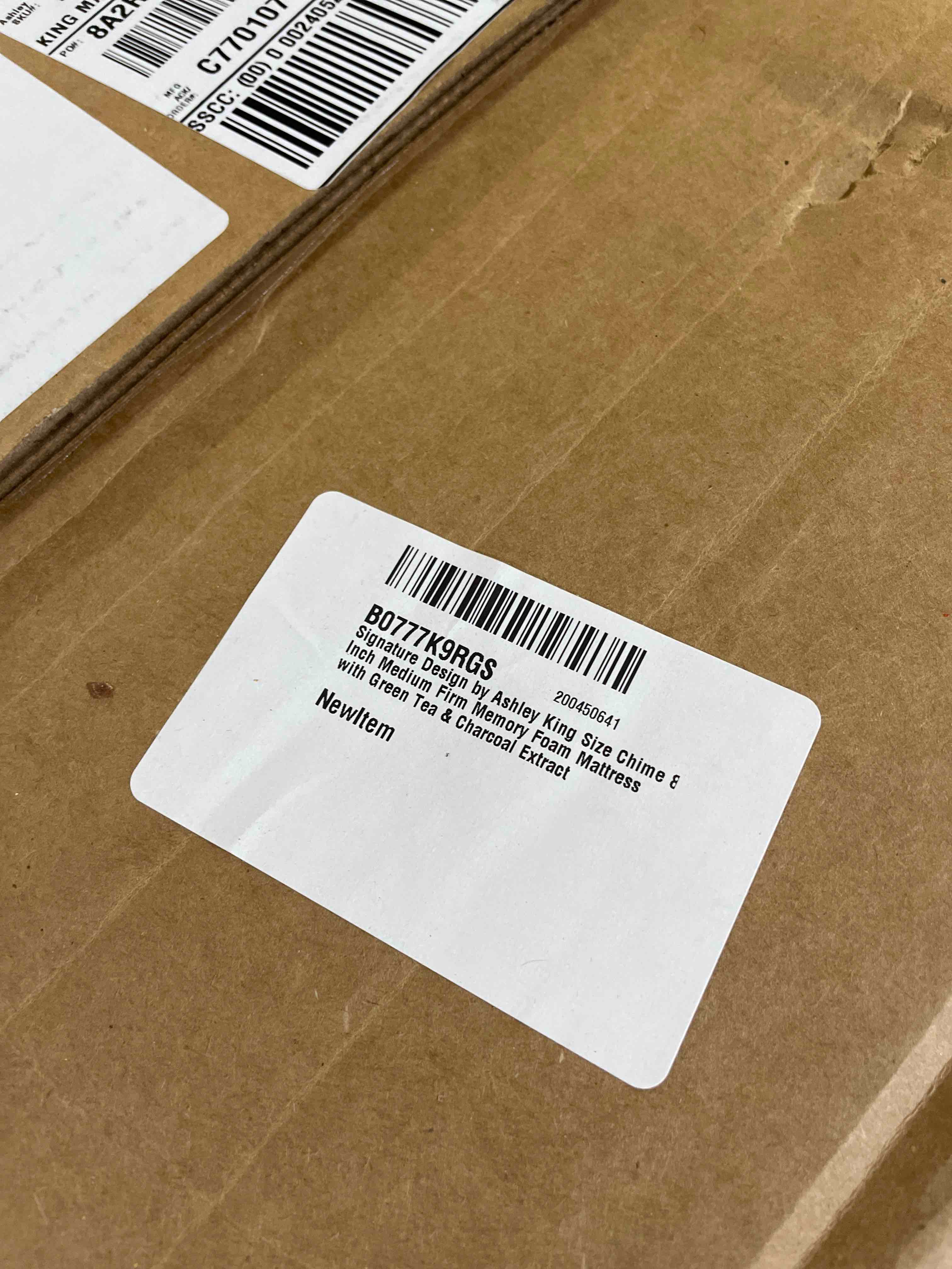 Condition photo showing New/Like New for Signature Design by Ashley King Size Chime 8 Inch Medium Firm Gel Memory Foam Mattress with Green Tea & Charcoal Extract, Fiberglass Free, Mattress In A Box