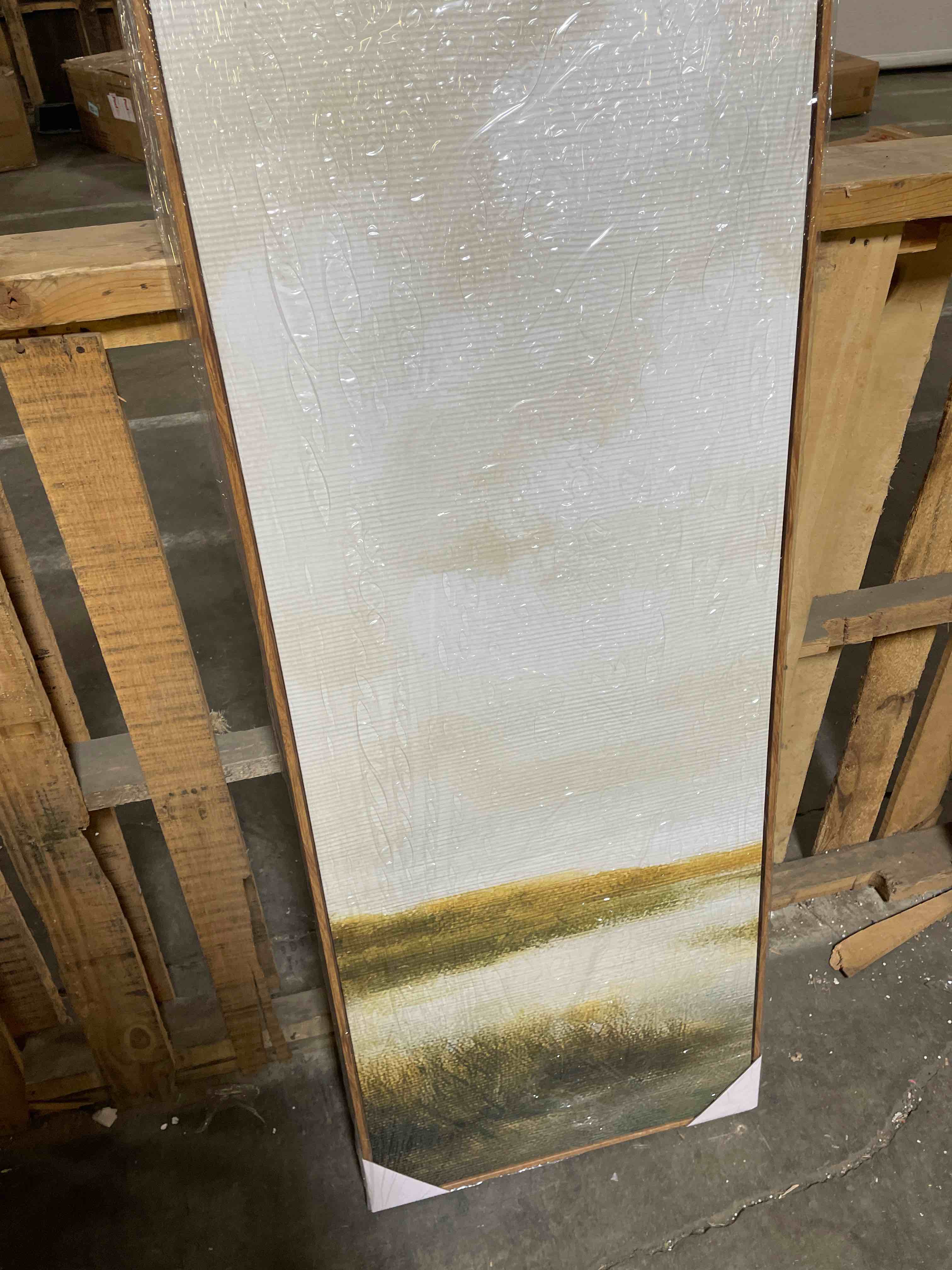 Condition photo showing New/Like New for wall26 Large Framed Wall Art Canvas Print - Soft Beige Landscape Abstract Wall Decor - Contemporary Artwork for Living Room Bedroom Office - 60"x20" Natural