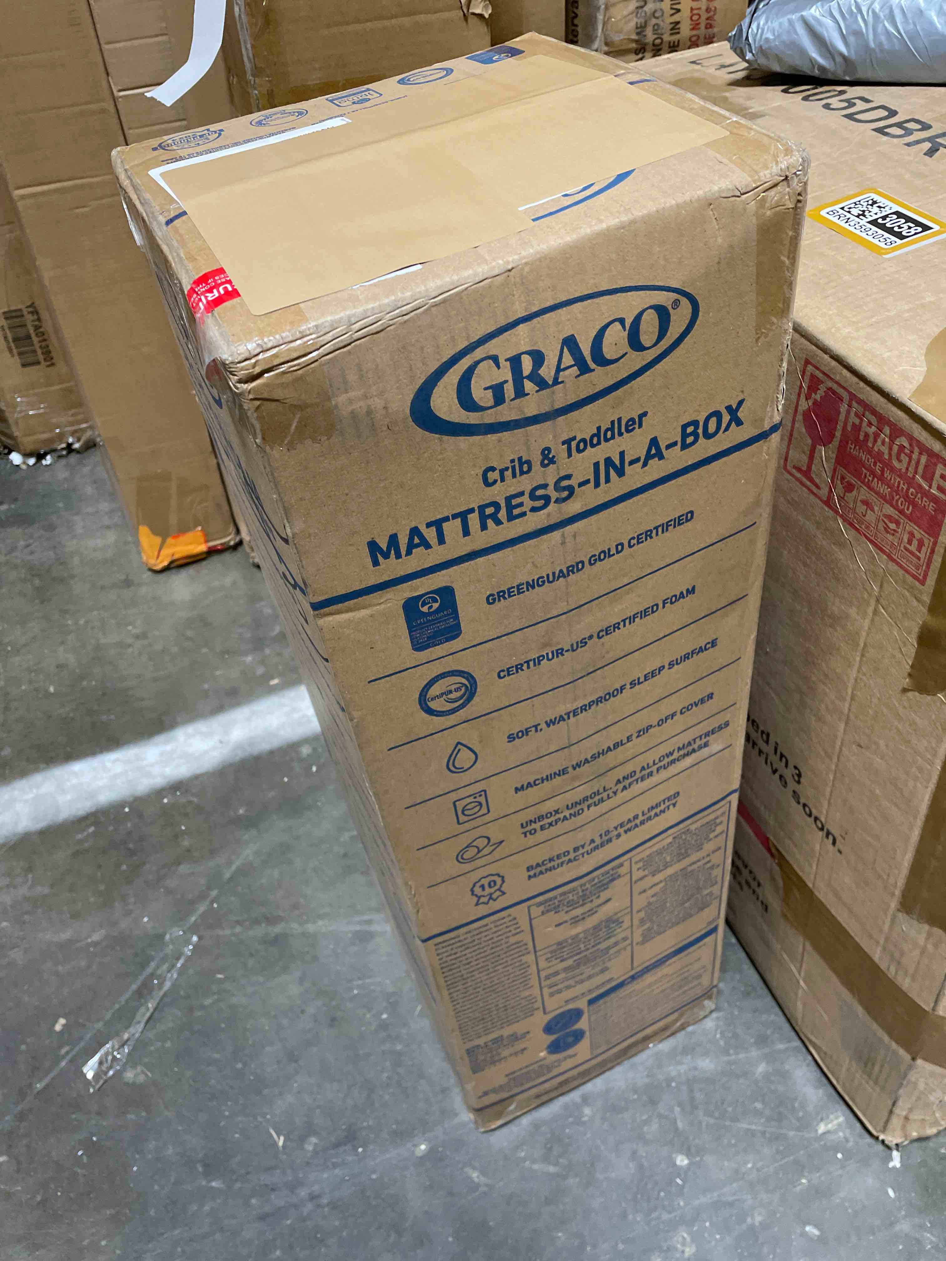 Condition photo showing New/Like New for Graco Premium Crib & Toddler Mattress – GREENGUARD Gold Certified, Machine-Washable OEKO-TEX STANDARD 100 Certified Cover with Waterproof Surface, Fits Any Standard Full Size Baby Crib & Toddler Bed