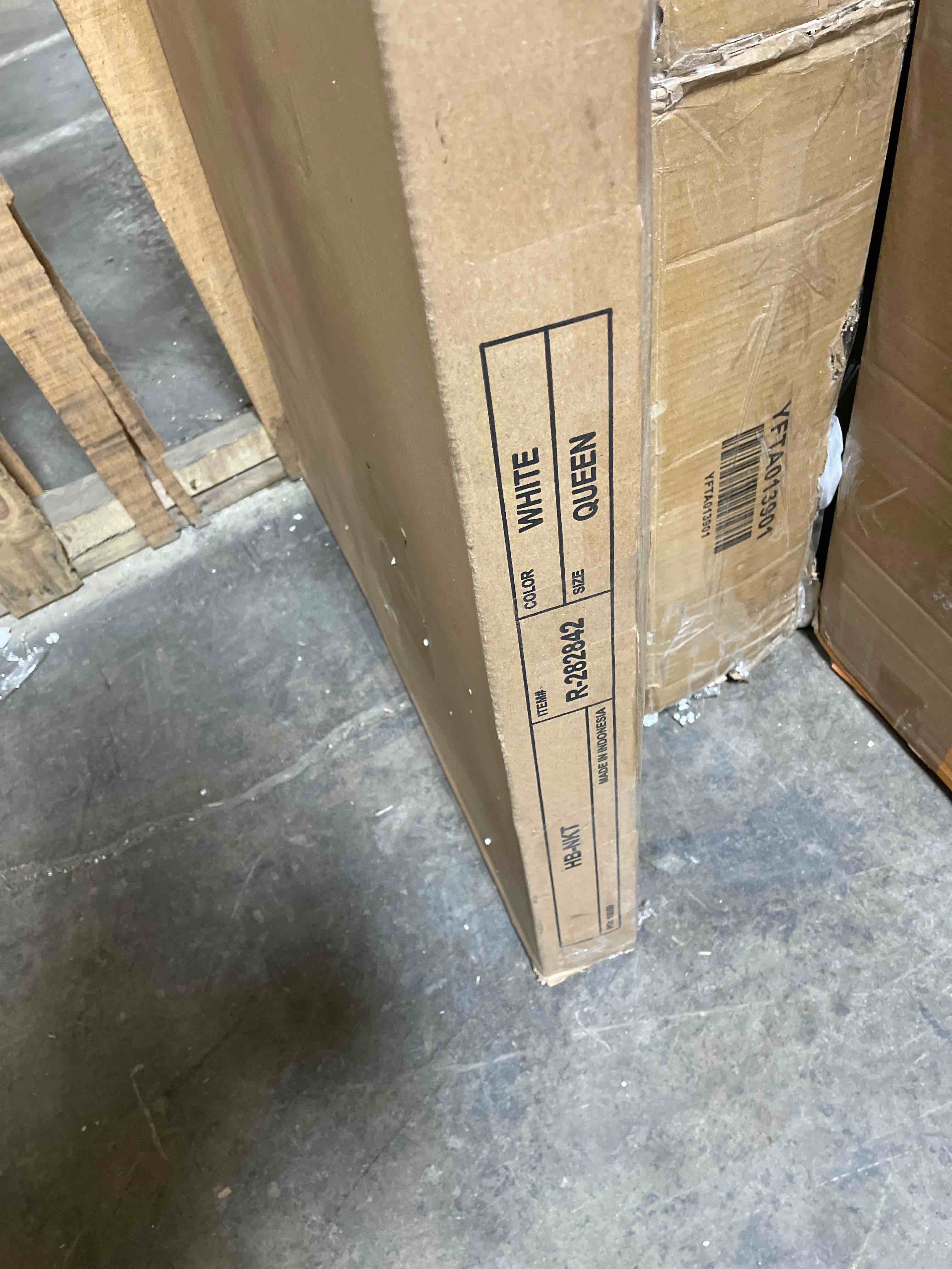 Condition photo showing As Is for Murphy Bed with Charging Station, Queen Size Cabinet Bed with Large Storage Drawer for Home Office or Small Room, Hideaway Foldable Platform Bed, White (only headboard)