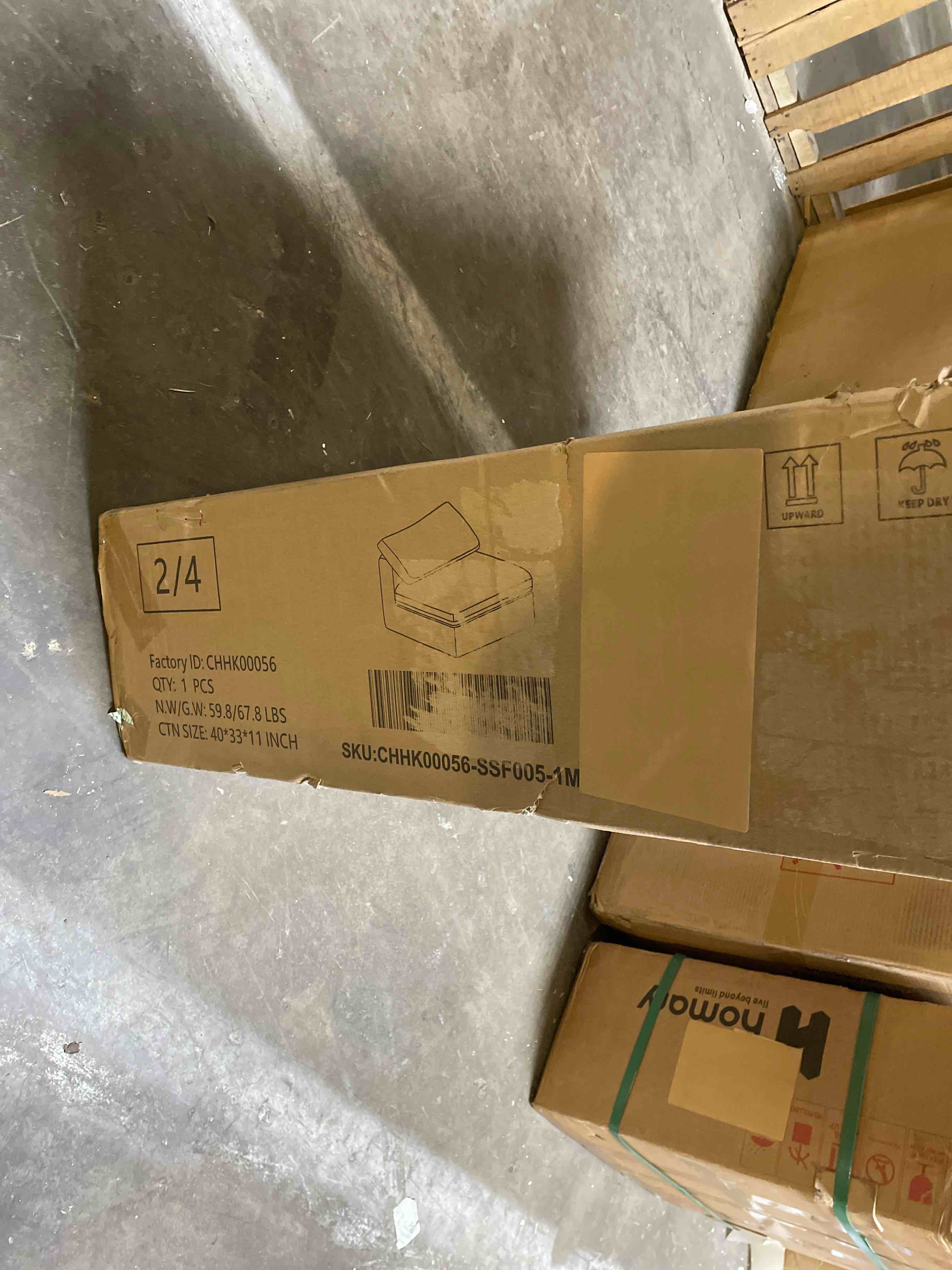 Condition photo showing As Is for Wynnie Modular Sectional Sofa, 114inch Down Filled Sofa, 4 Seats ( incomplete, box 2/4) 