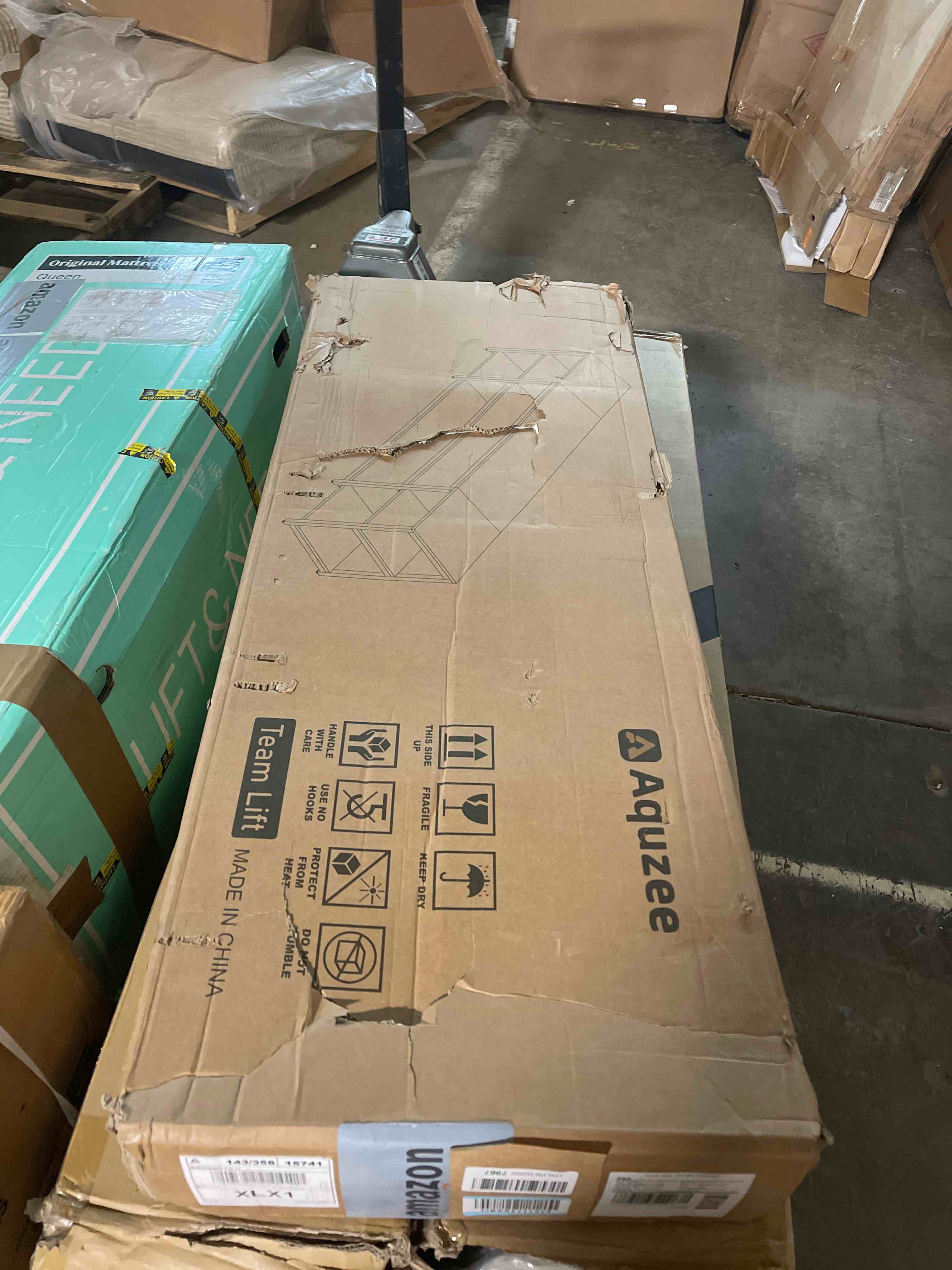 Condition photo showing New/Like New for Aquzee 85 inch TV Stand, Entertainment Center for 70 75 80 85" TV, 75.2" Wide Wood Television Console Table for Living Room Bedroom Gaming Room, Rustic Brown