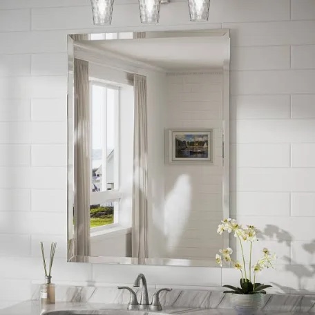 janica rectangle beveled frameless bathroom vanity mirror