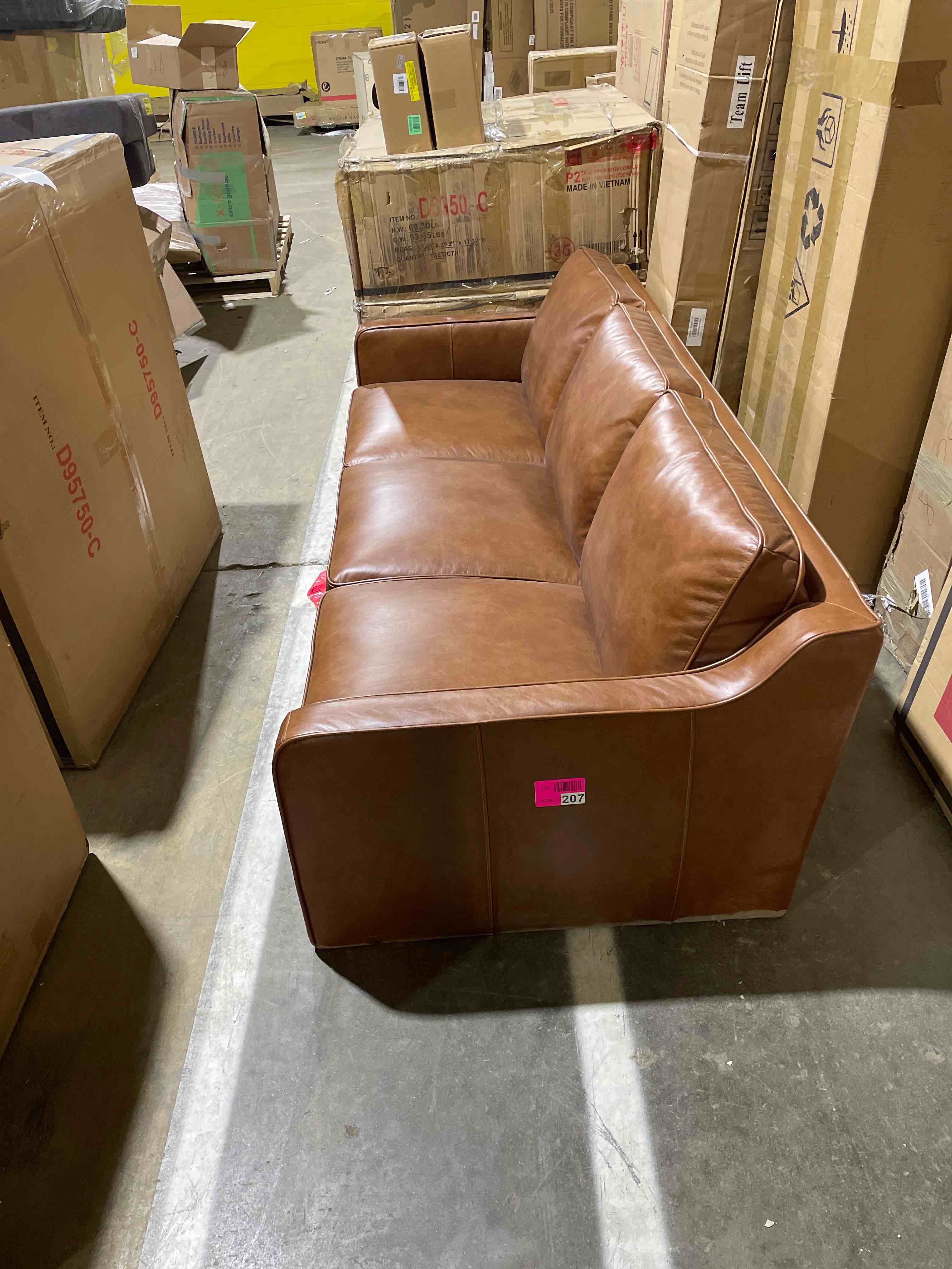 Condition photo showing New/Like New for Azriah 80.31" Faux Leather Square Arm Sofal by Ebern Designs