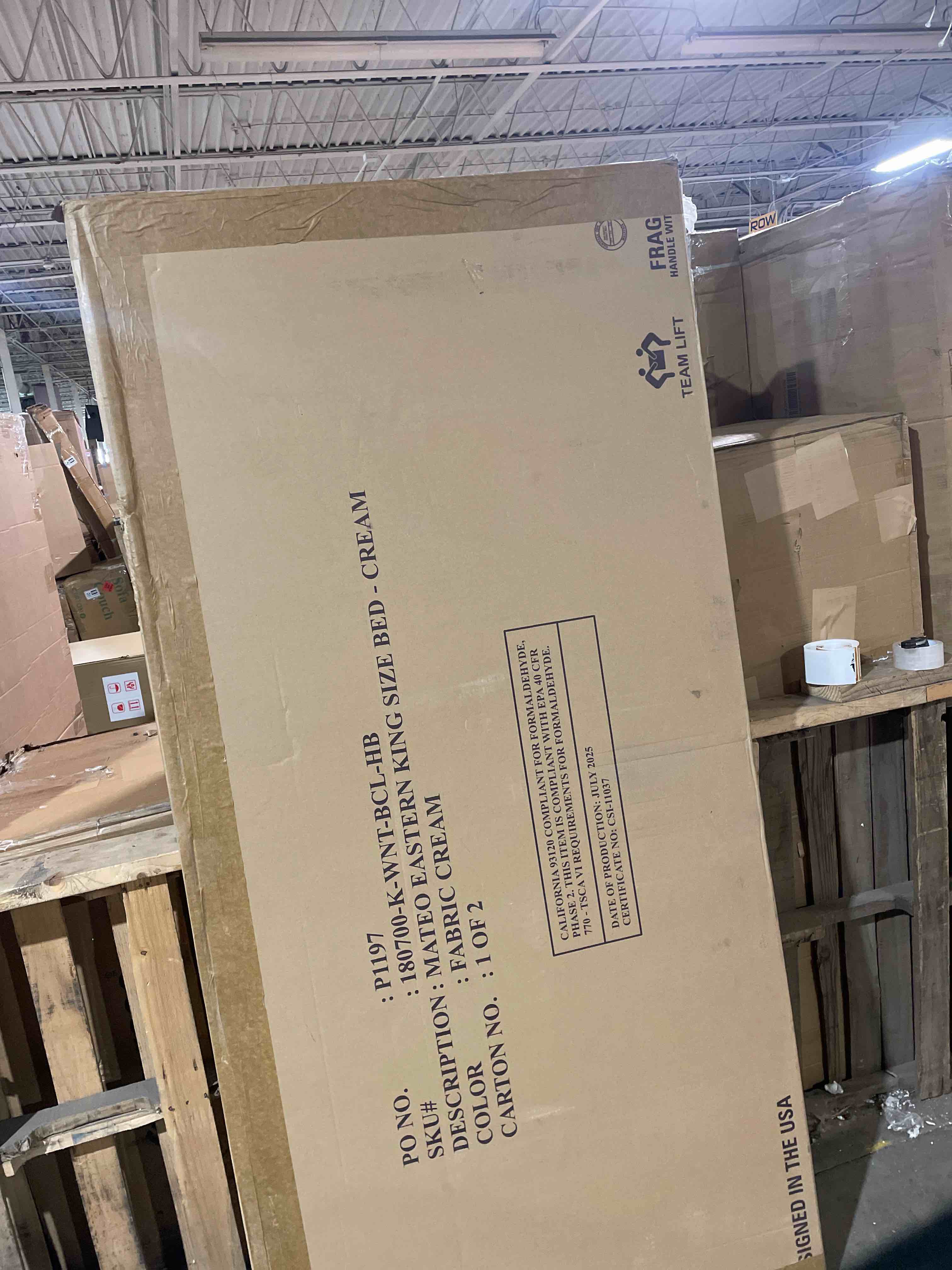 Condition photo showing Good Condition for Mateo King Bed Walnut Boucle (headboard only)