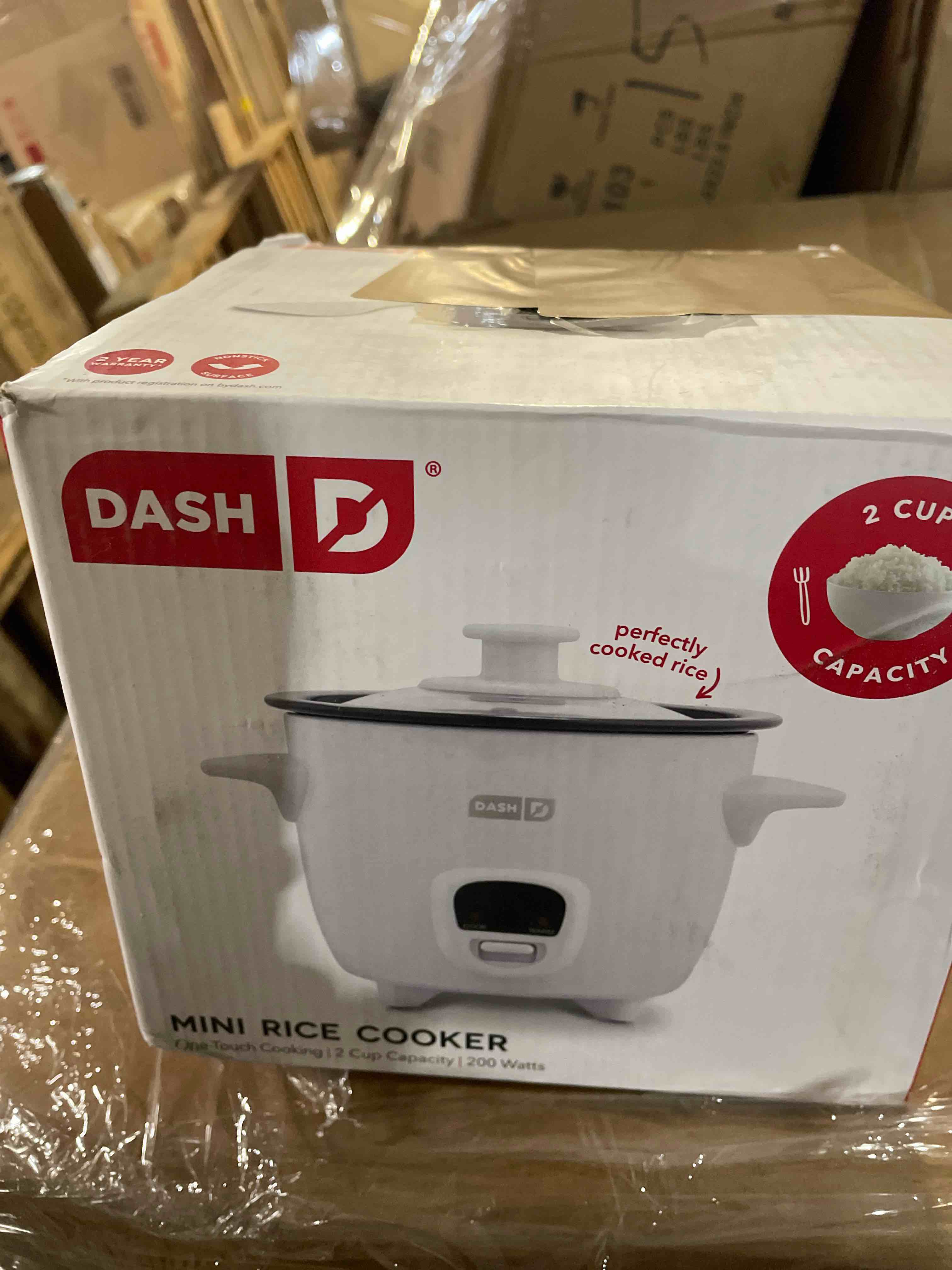 Condition photo showing New/Like New for Dash Mini Rice Cooker Steamer with Removable Nonstick Pot, Keep Warm Function & Recipe Guide, 2 cups, for Soups, Stews, Grains & Oatmeal - White