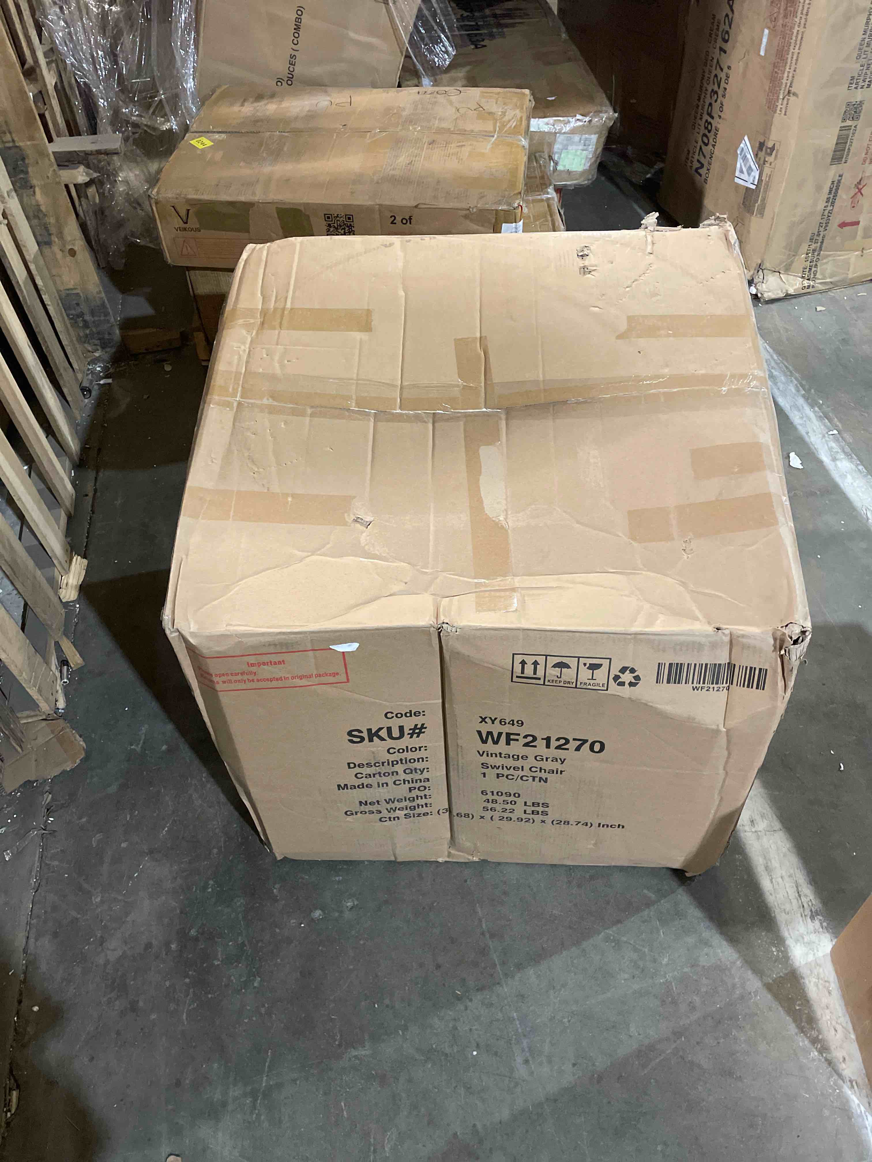 Condition photo showing New/Like New for Jalena Upholstered Swivel Barrel Chair vintage gray 