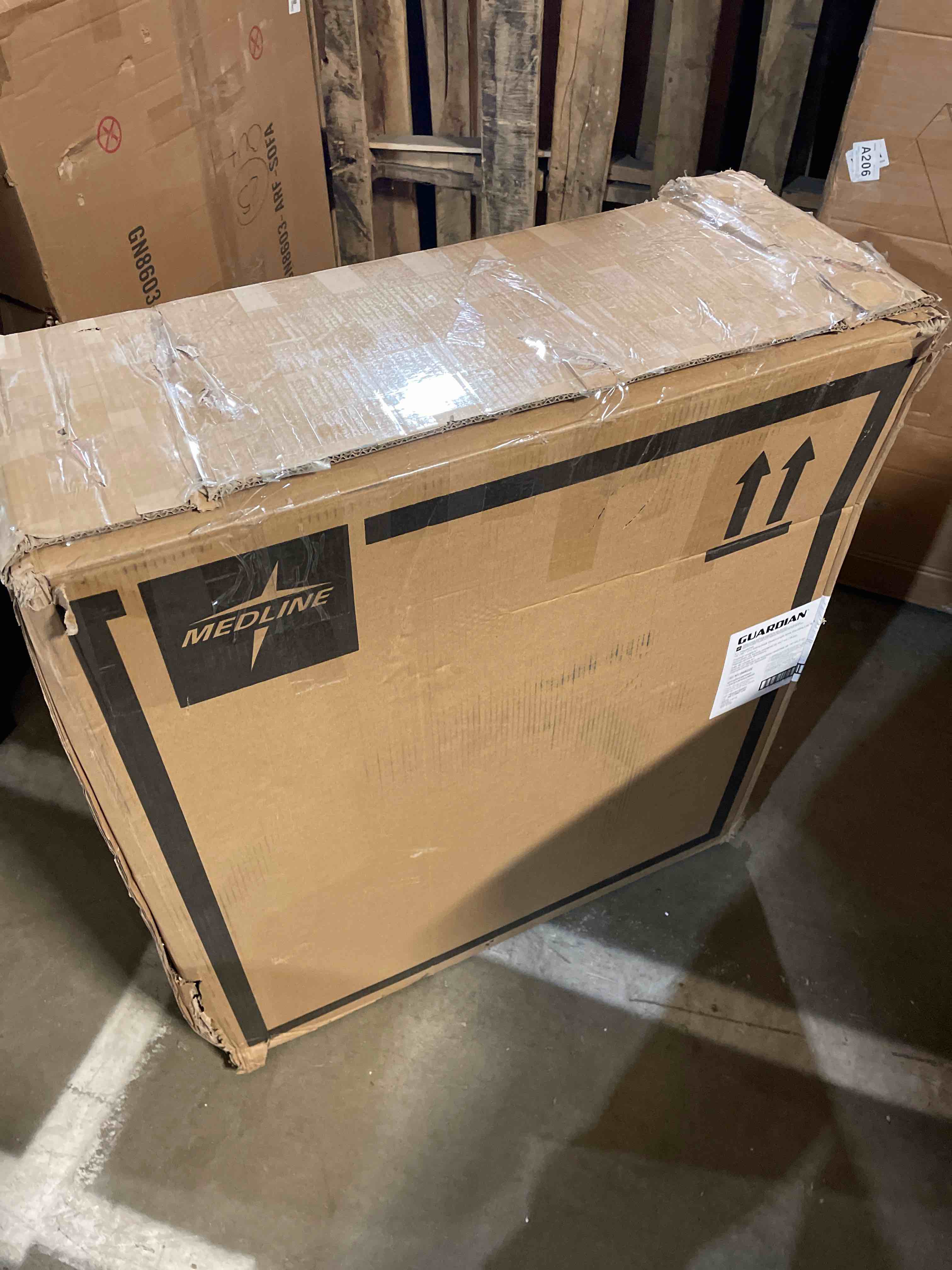 Condition photo showing Good Condition for Medline Comfortable Folding Wheelchair with Swing-Back  Desk-Length Arms and Elevating Footrests  18”W x 16”D Seat (used)