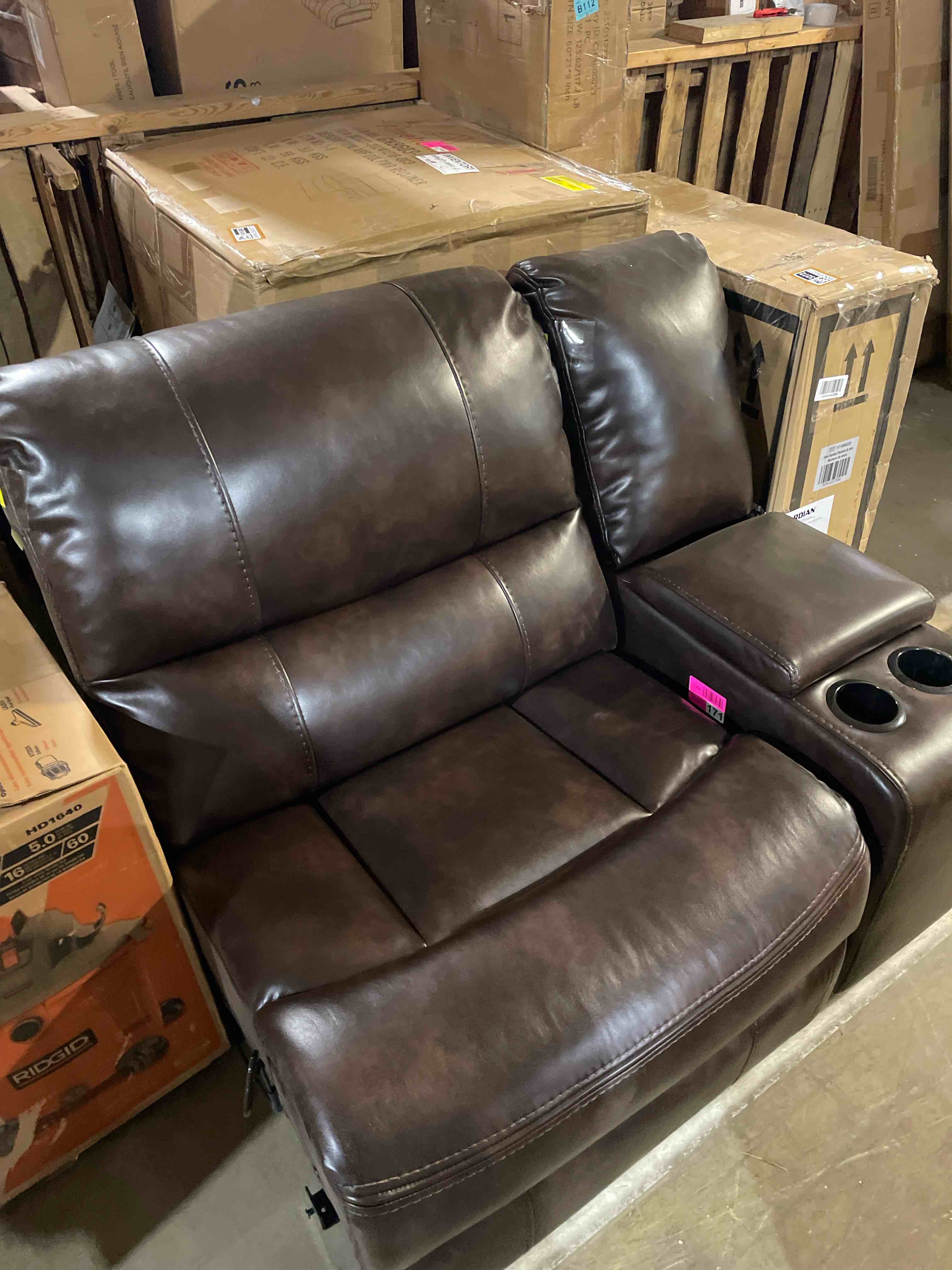 Condition photo showing As Is for 31.5" Wide Vegan Leather One Arm Recliner (incomplete) 
