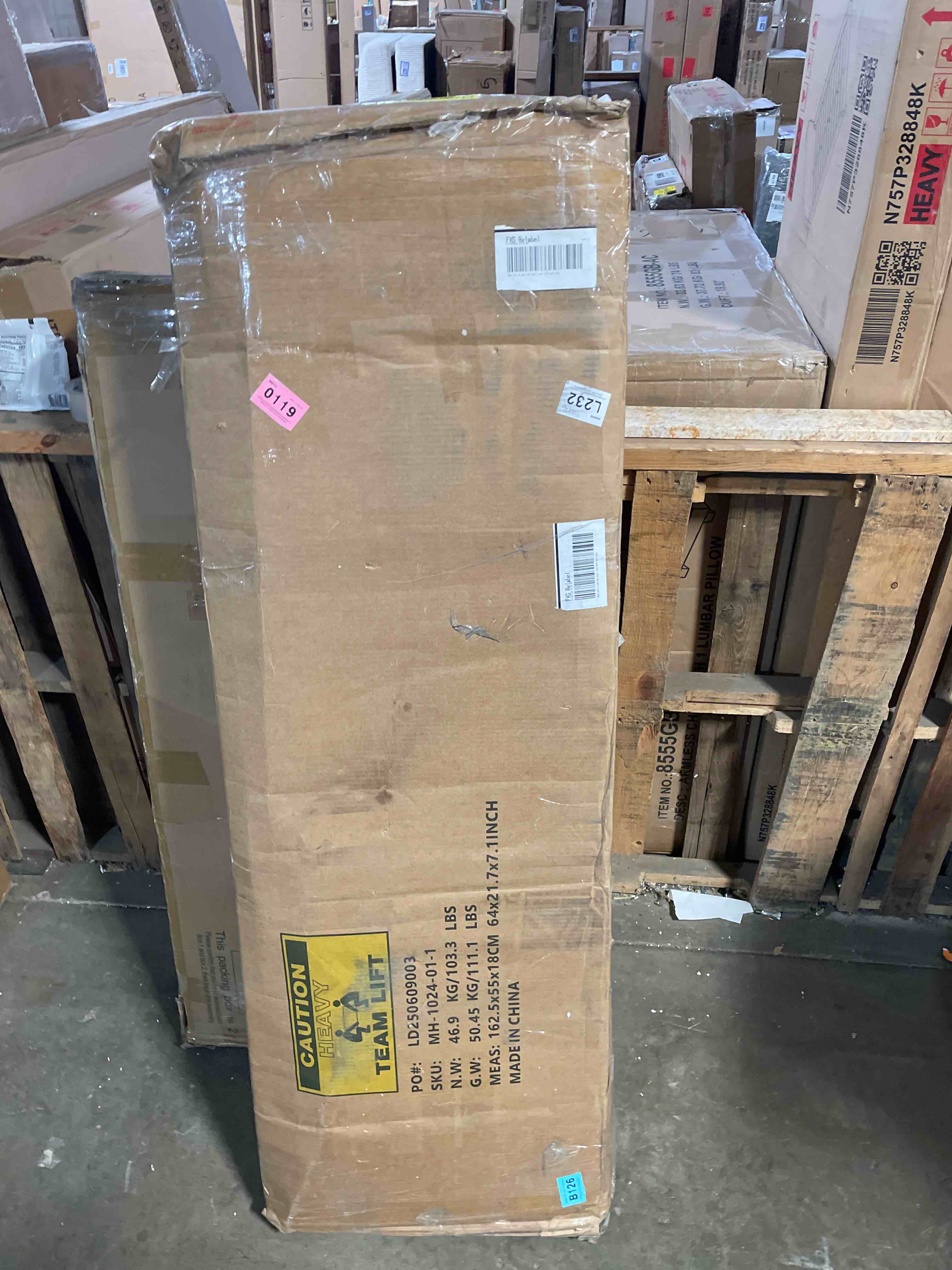 Condition photo showing As Is for 82.7"W Large Kitchen Pantry Storage (incomplete)