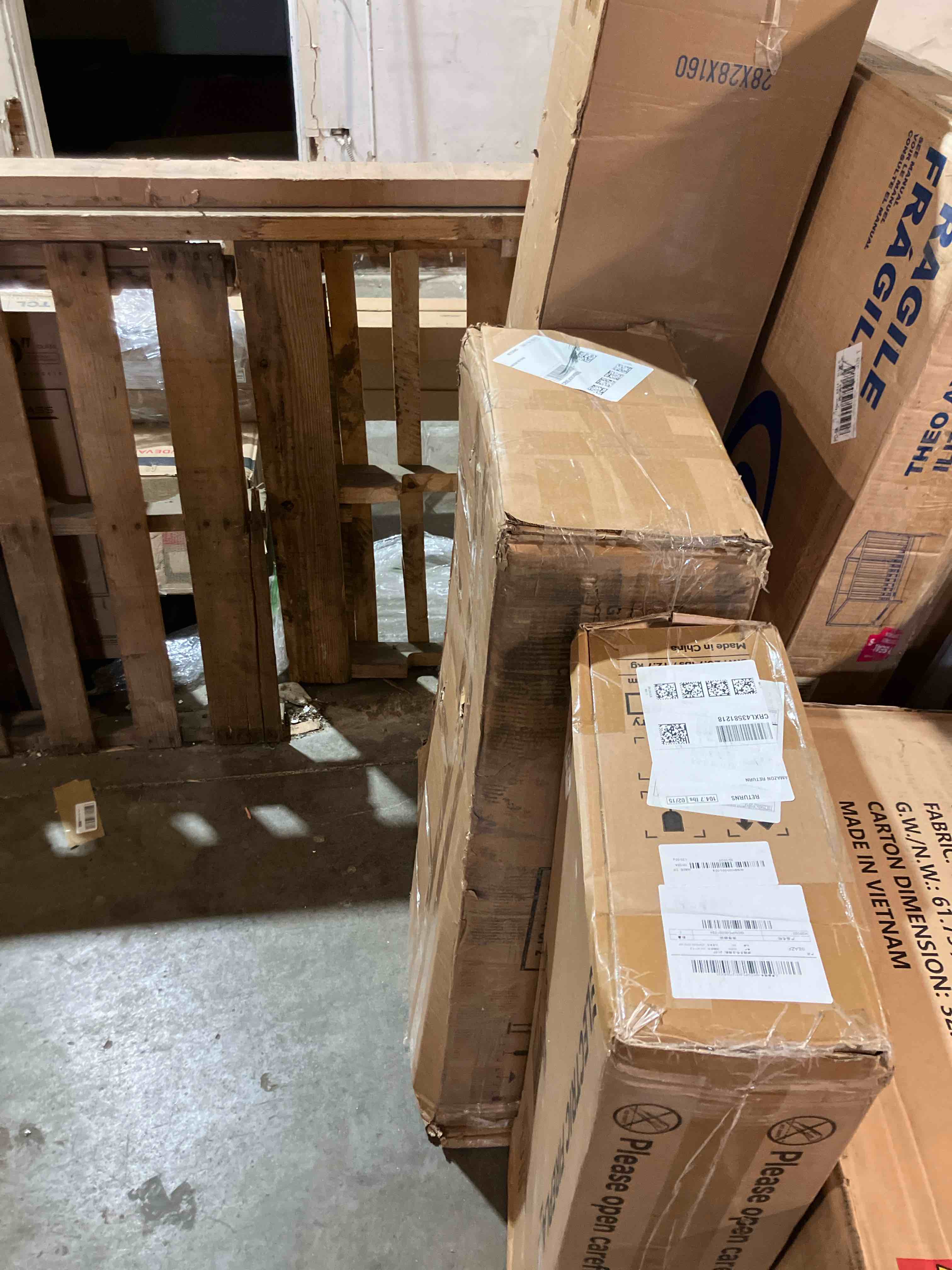 Condition photo showing New/Like New for AOXUN 80-in W Black TV Stand with LED Flat wall with Remote Control Included (2 boxes)