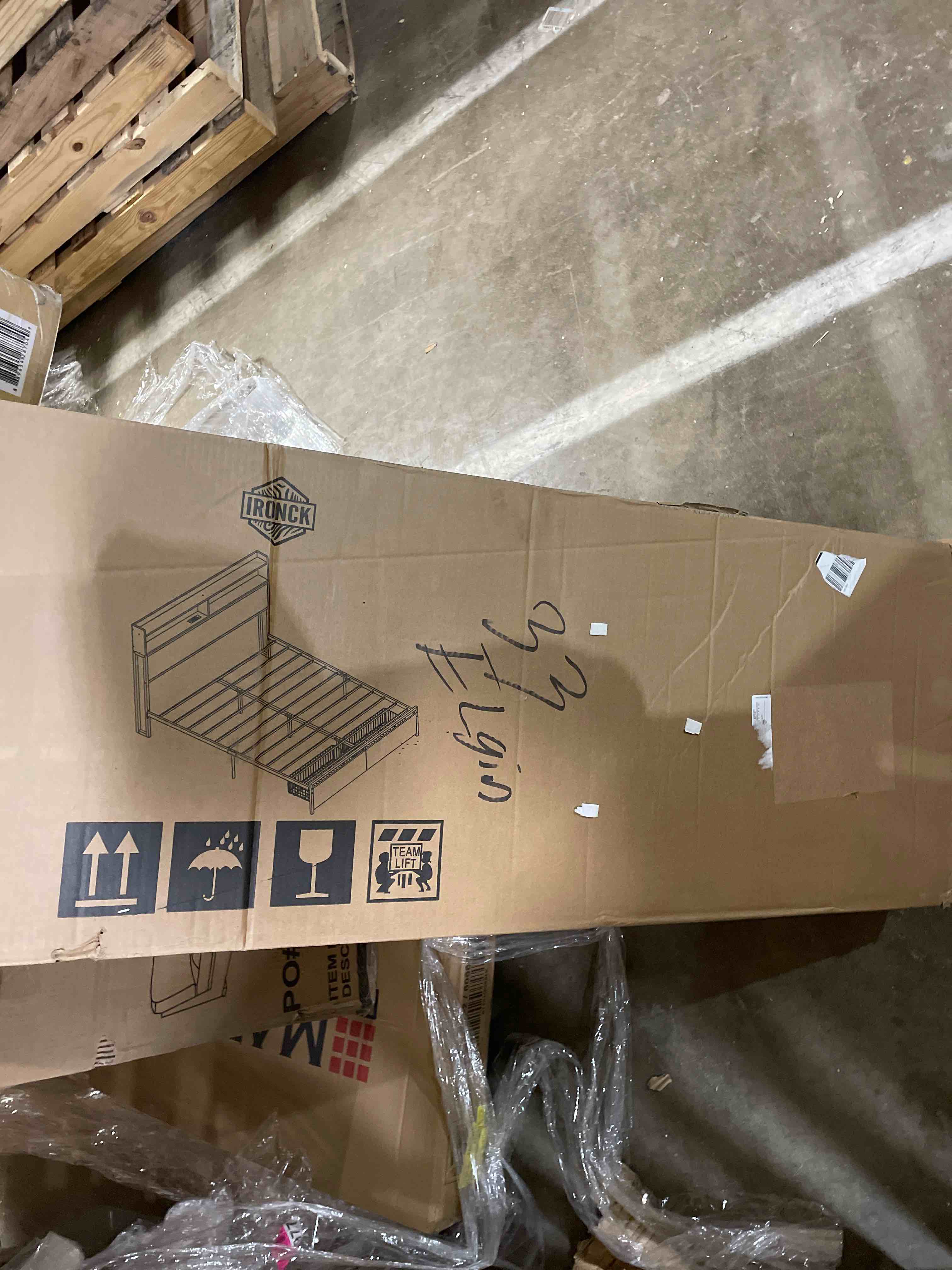 Condition photo showing New/Like New for IRONCK Queen Bed Frame,Platform Bed with 2-Tier Storage Headboard and Power Outlets, USB Ports Charging Station, Sturdy and No Noise, No Box Spring Needed, Easy Assembly, Vintage Brown