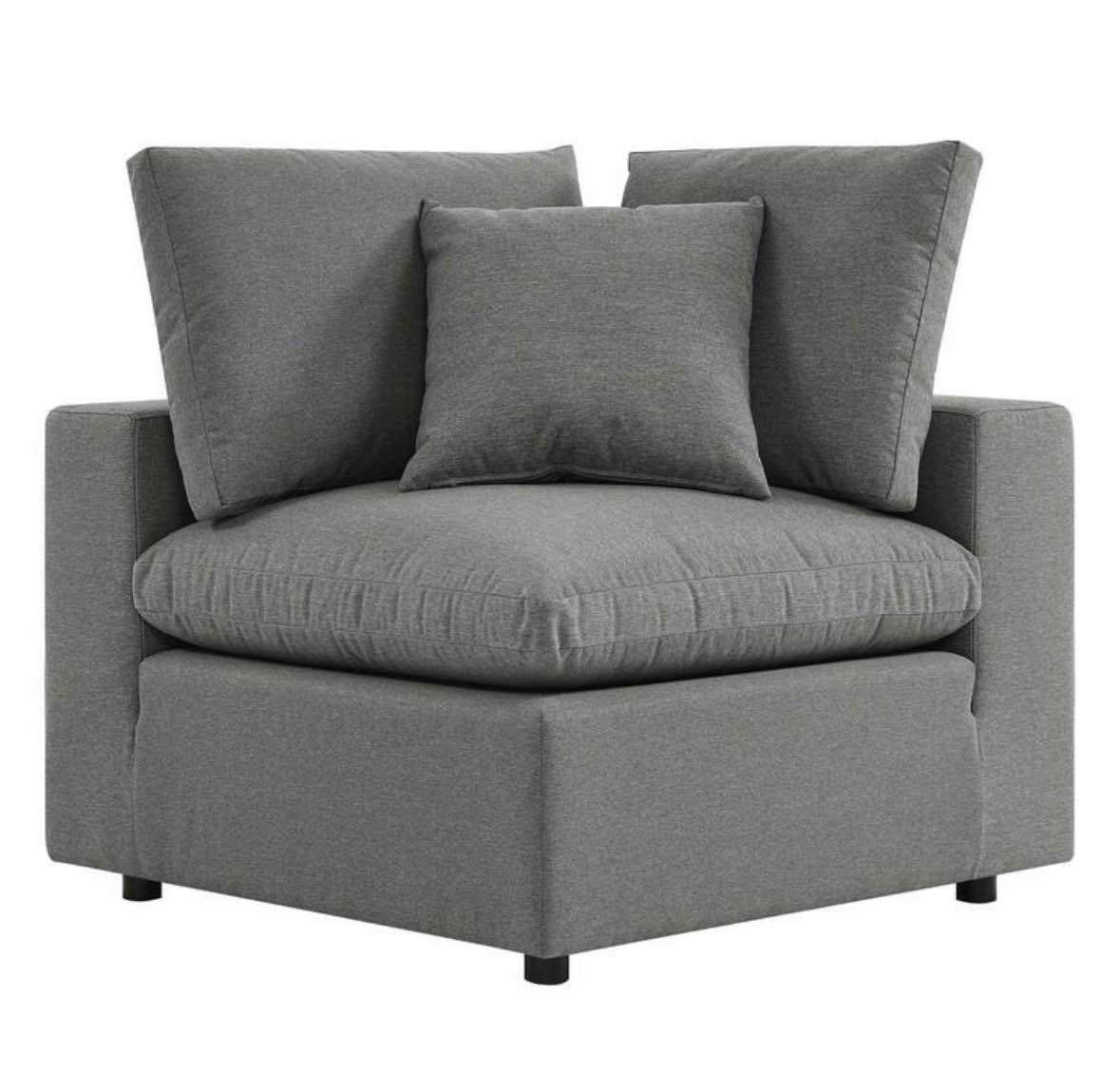 Commix Down Filled All Weather Overstuffed Corner Chair with 2 Cushions, extra cushions sold separately.