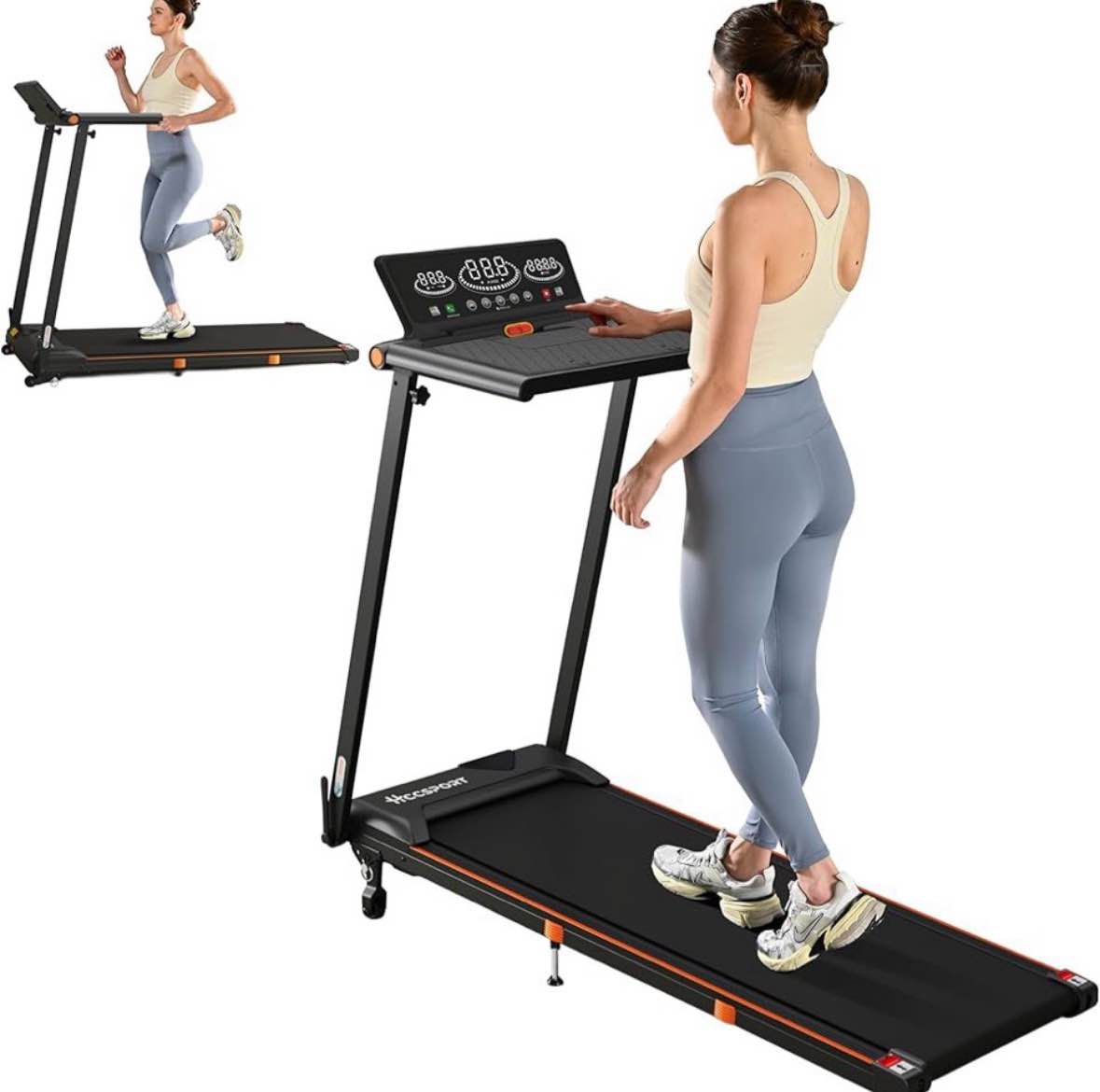 Treadmill with Incline, 3 in 1 Under Desk Treadmill Walking Pad with Removable Desk Workstation 3.5HP Foldable Compact Walking Treadmills for Home Small Office with Wristband Remote Control, new in box 52"D x 23"W x 43"H