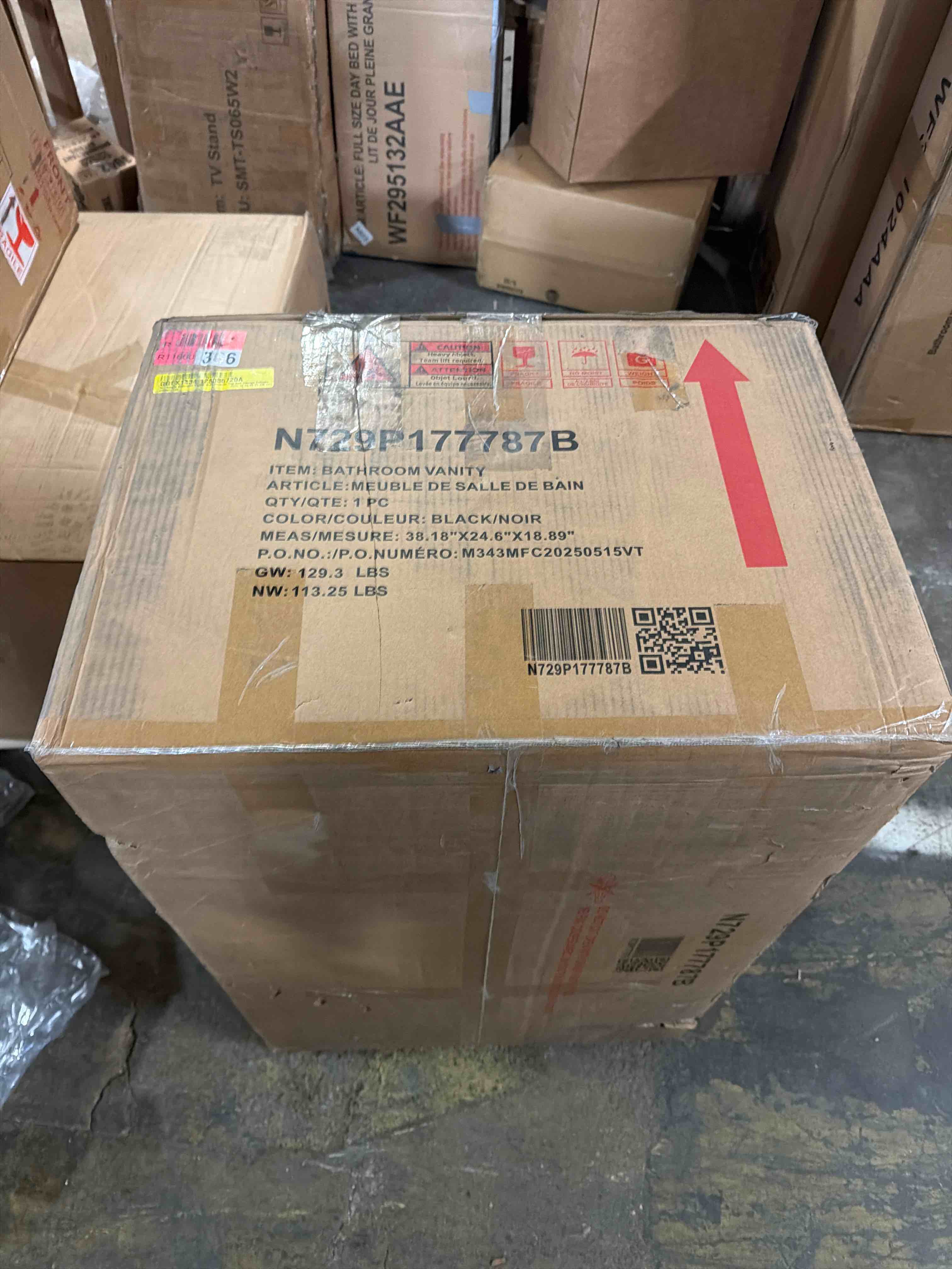 Condition photo showing New/Like New for eclipse freestanding single bathroom vanity with solid surface composite top